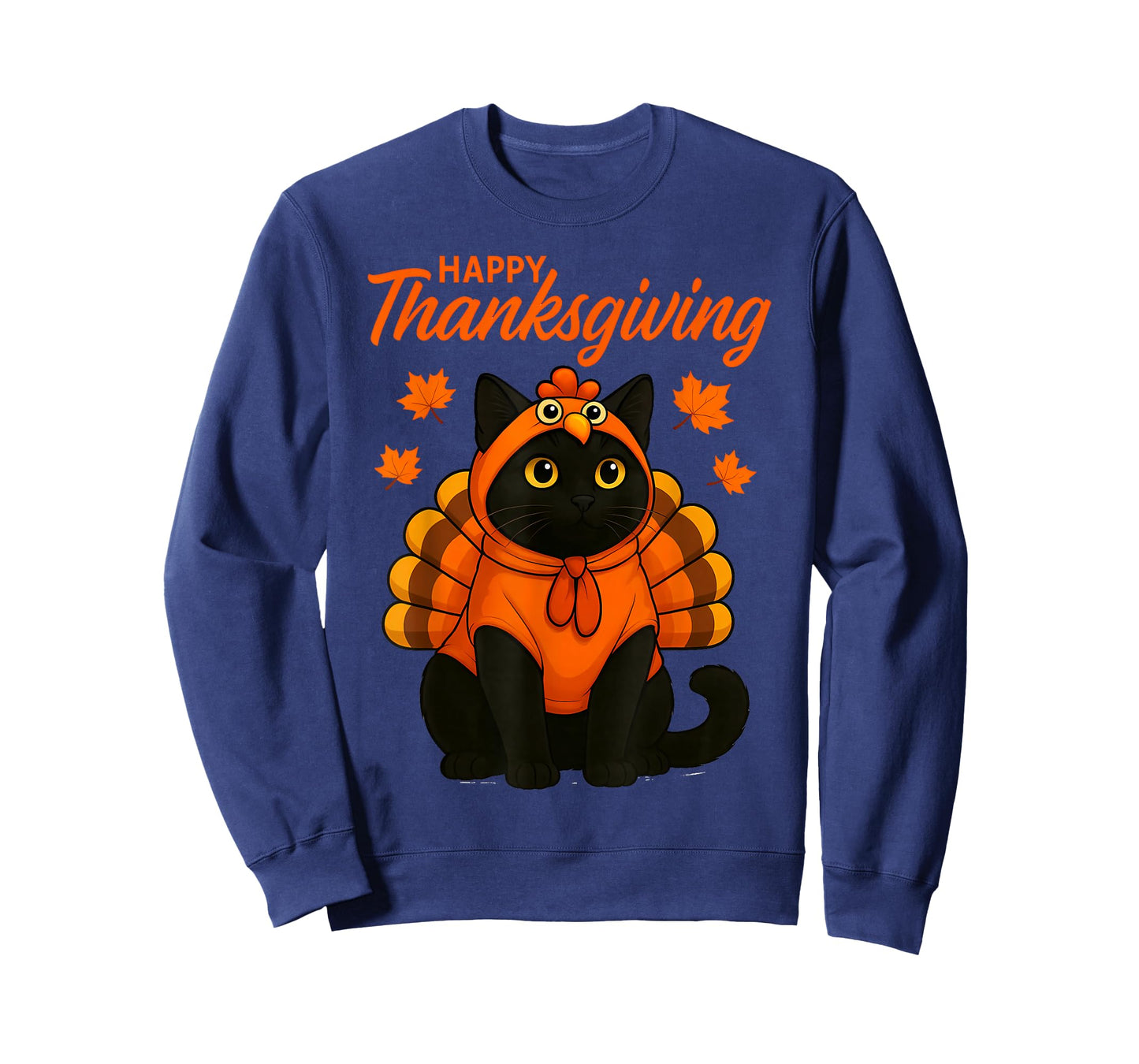 Cute Black Cat Turkey Happy Thanksgiving Fall Meow Cat Lover T-Shirt