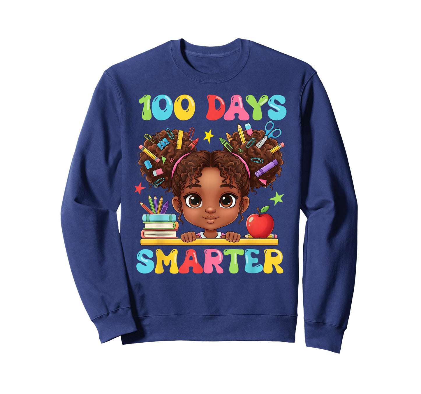 100th Day of School 100 Days Smarter Messy Bun Black Girls T-Shirt
