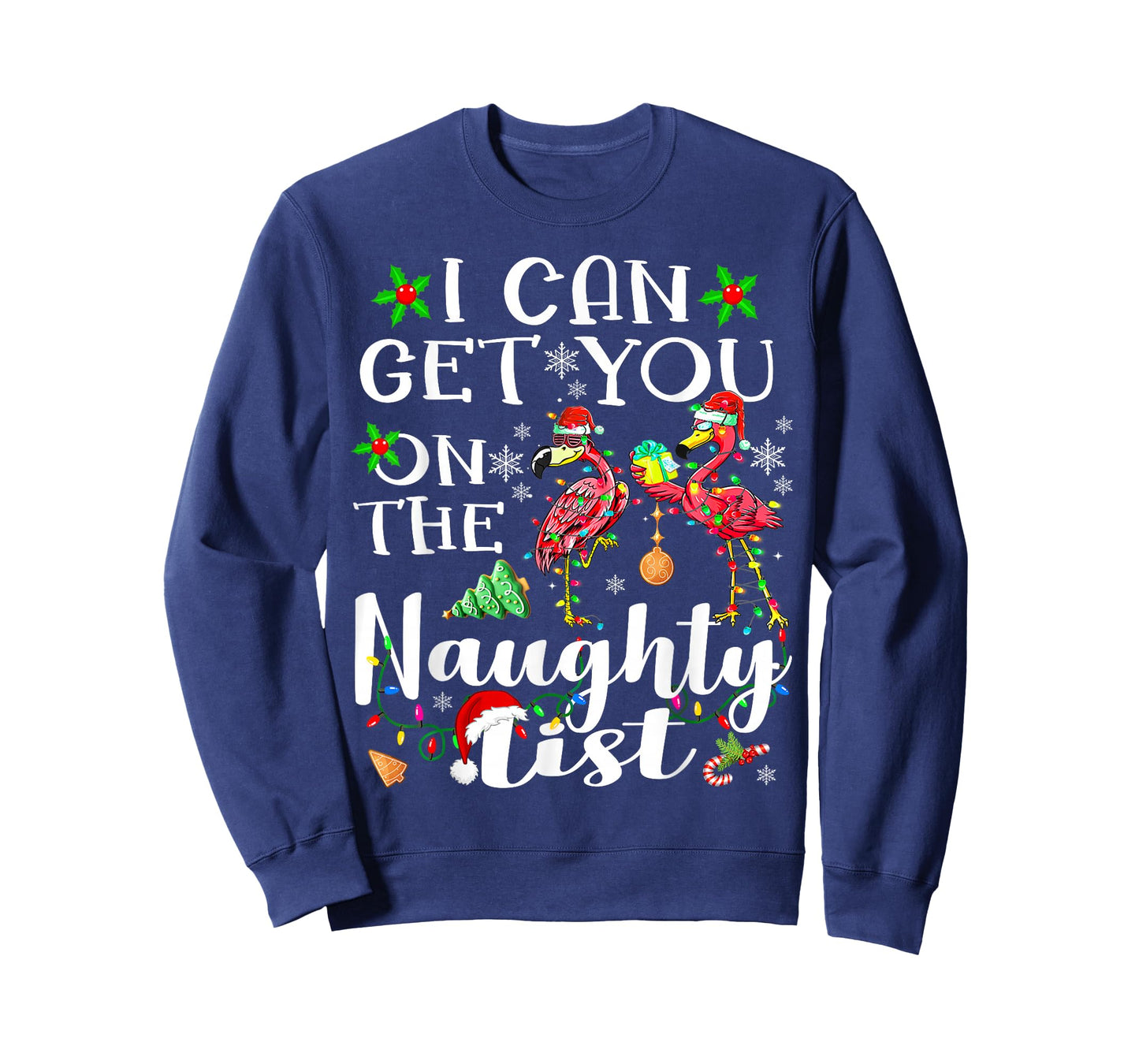 I Can Get You On The Naughty List Flamingo Christmas Lights T-Shirt