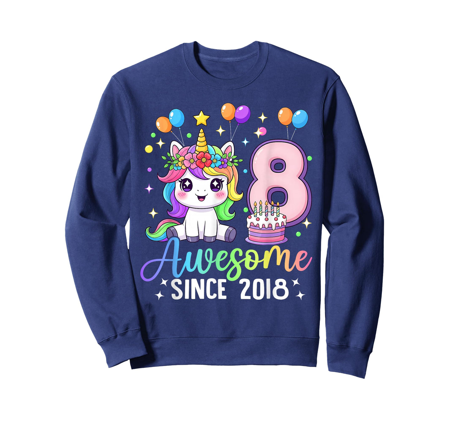 Unicorn 8th Birthday 8 Year Old Unicorn Party Birthday Girl T-Shirt