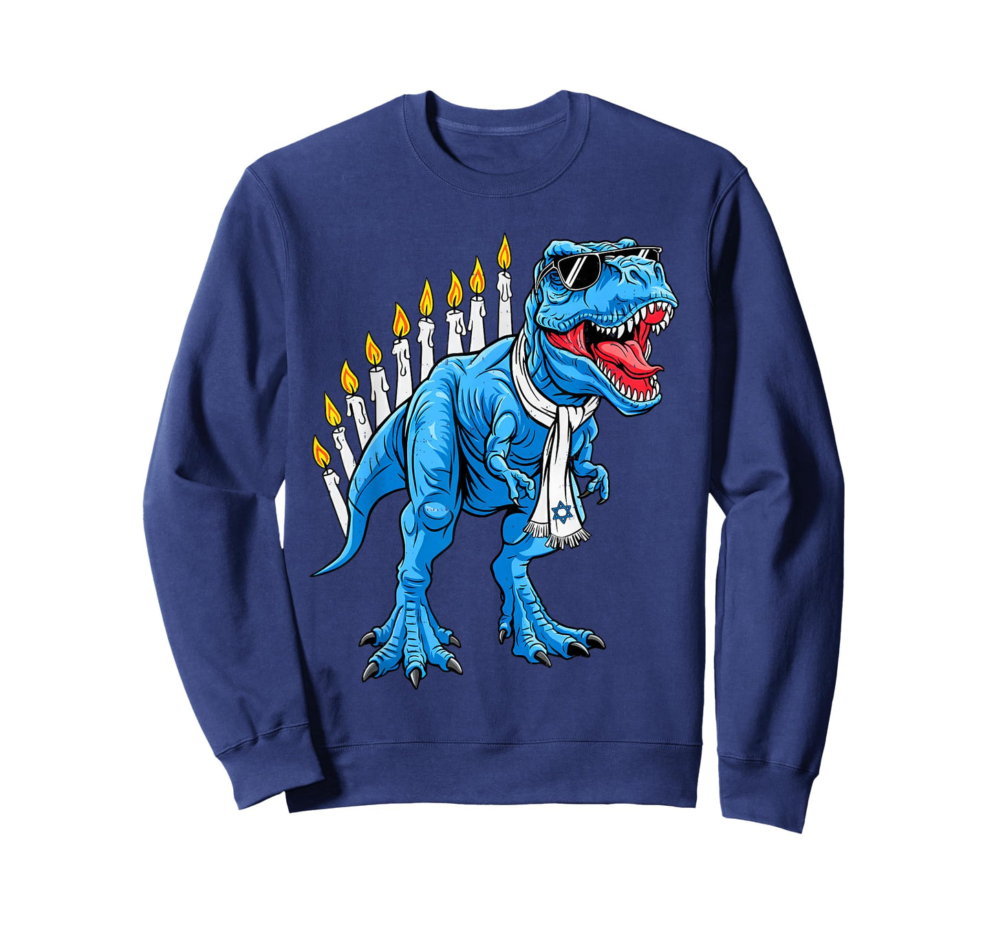 Hanukkah T Rex Dinosaur Dino Jewish Menorah Toddler Boy Kids T-Shirt
