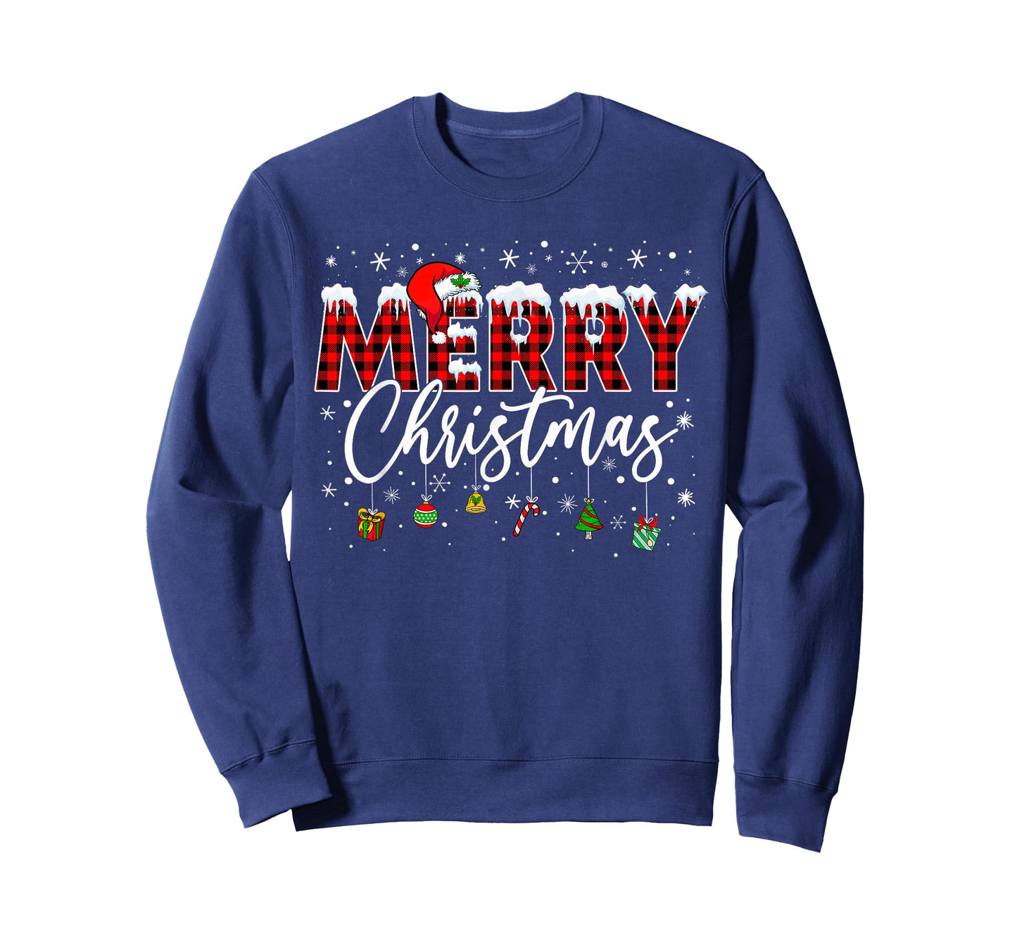 Merry Christmas Buffalo Plaid Red Santa Family Xmas Pajamas T-Shirt