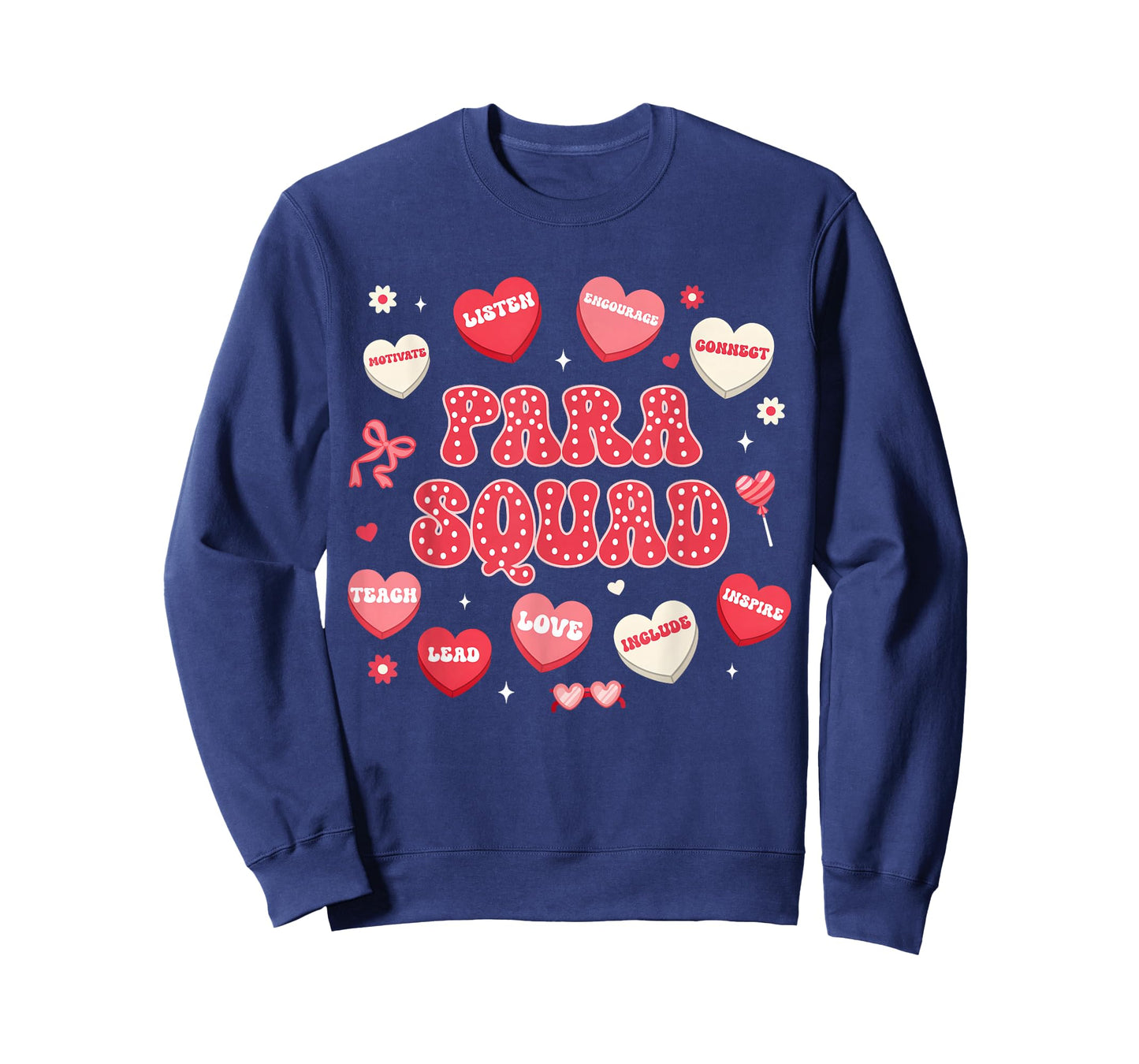 Groovy para Squad Teacher Paraprofessional Valentines Hearts T-Shirt