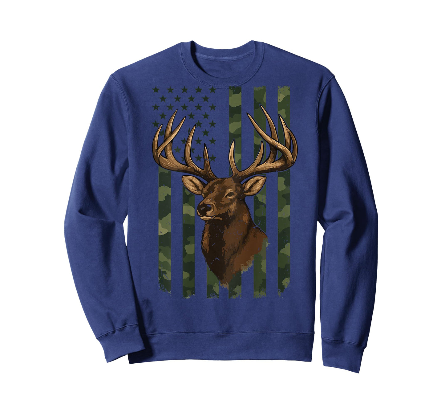 Youth Men Camo Deer Hunting American Flag Whitetail Buck Boy T-Shirt