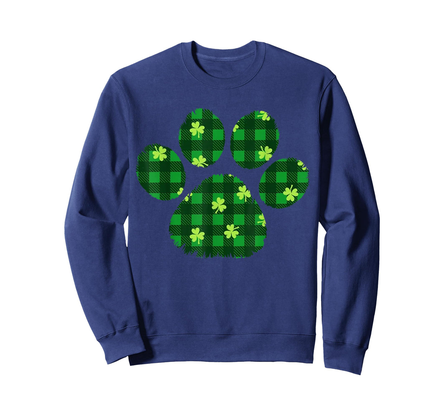 Paw Print Dog Owner Lover Green Plaid Patricks Day Shamrock T-Shirt