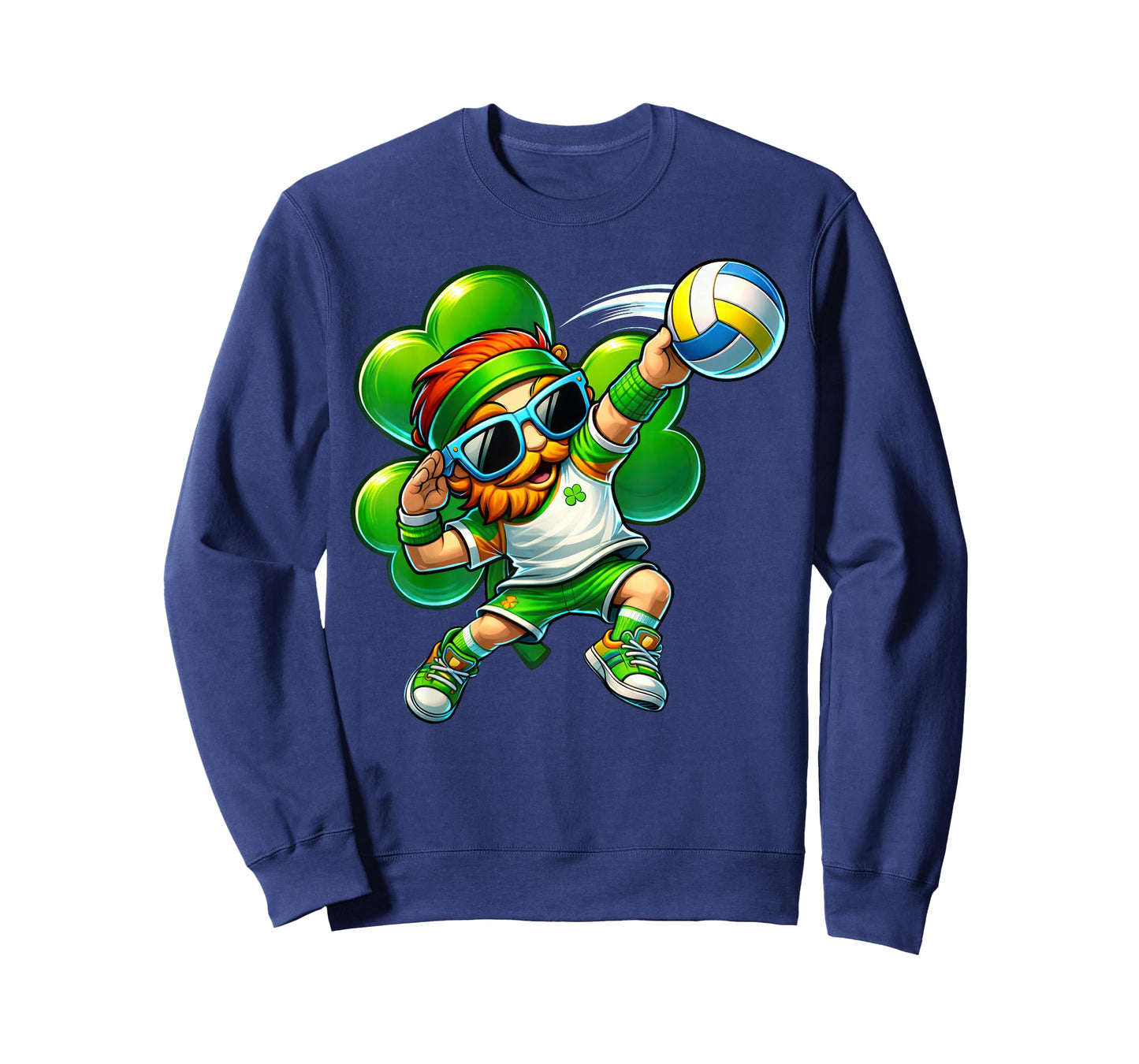 Leprechaun Playing Volleyball Men Kids Boys St Patrick Day T-Shirt