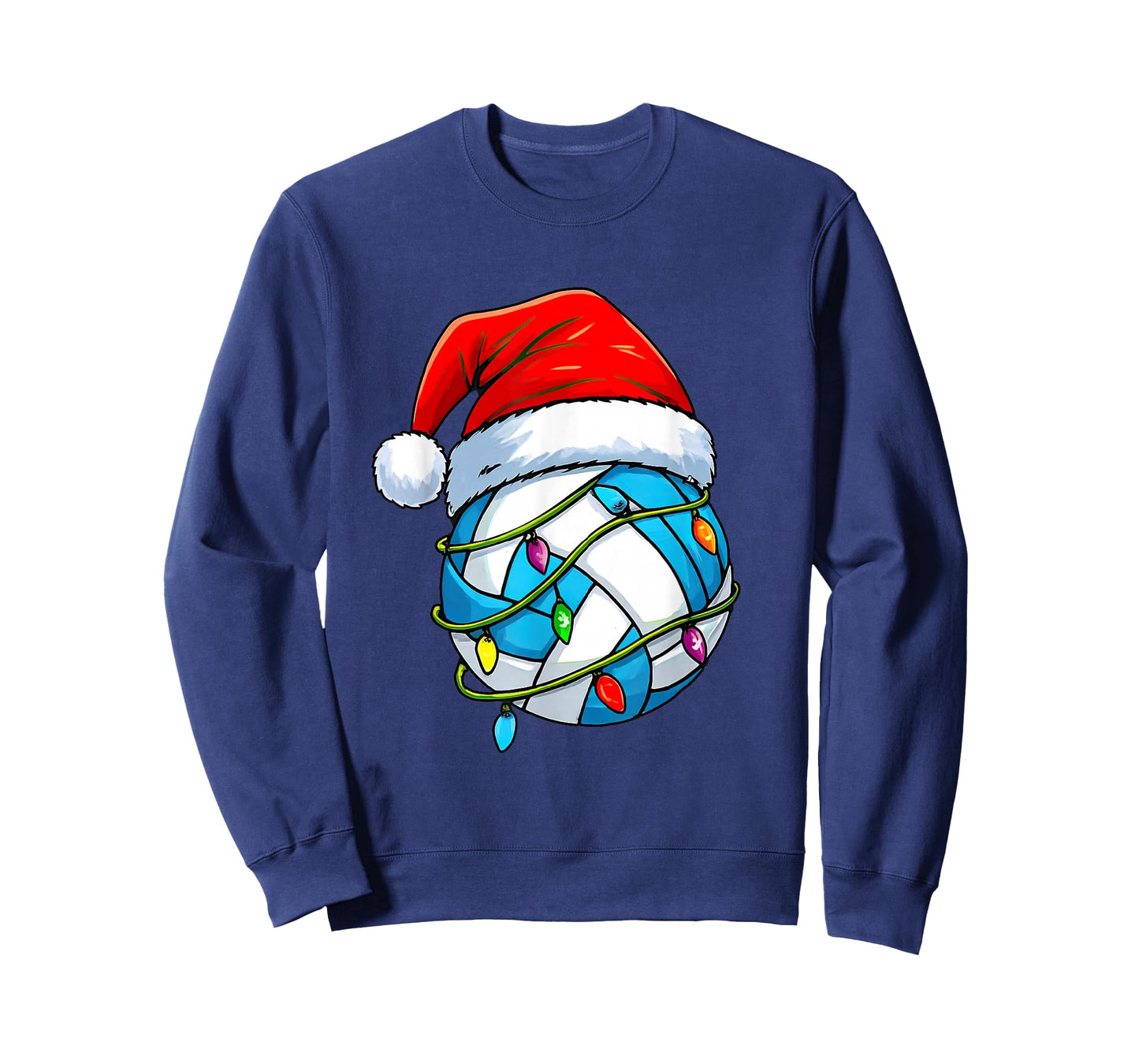 Volleyball Christmas Lights Santa Hat Sports Lover Game Day T-Shirt