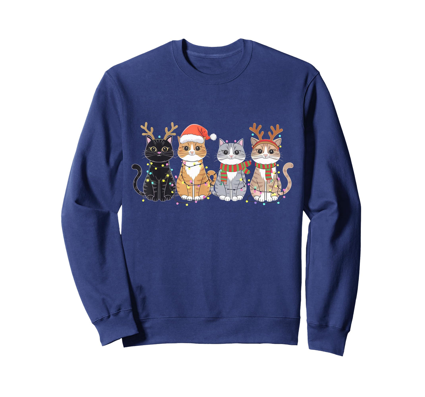 Black Cat Christmas Santa Hat Funny Meowy Cat T-Shirt