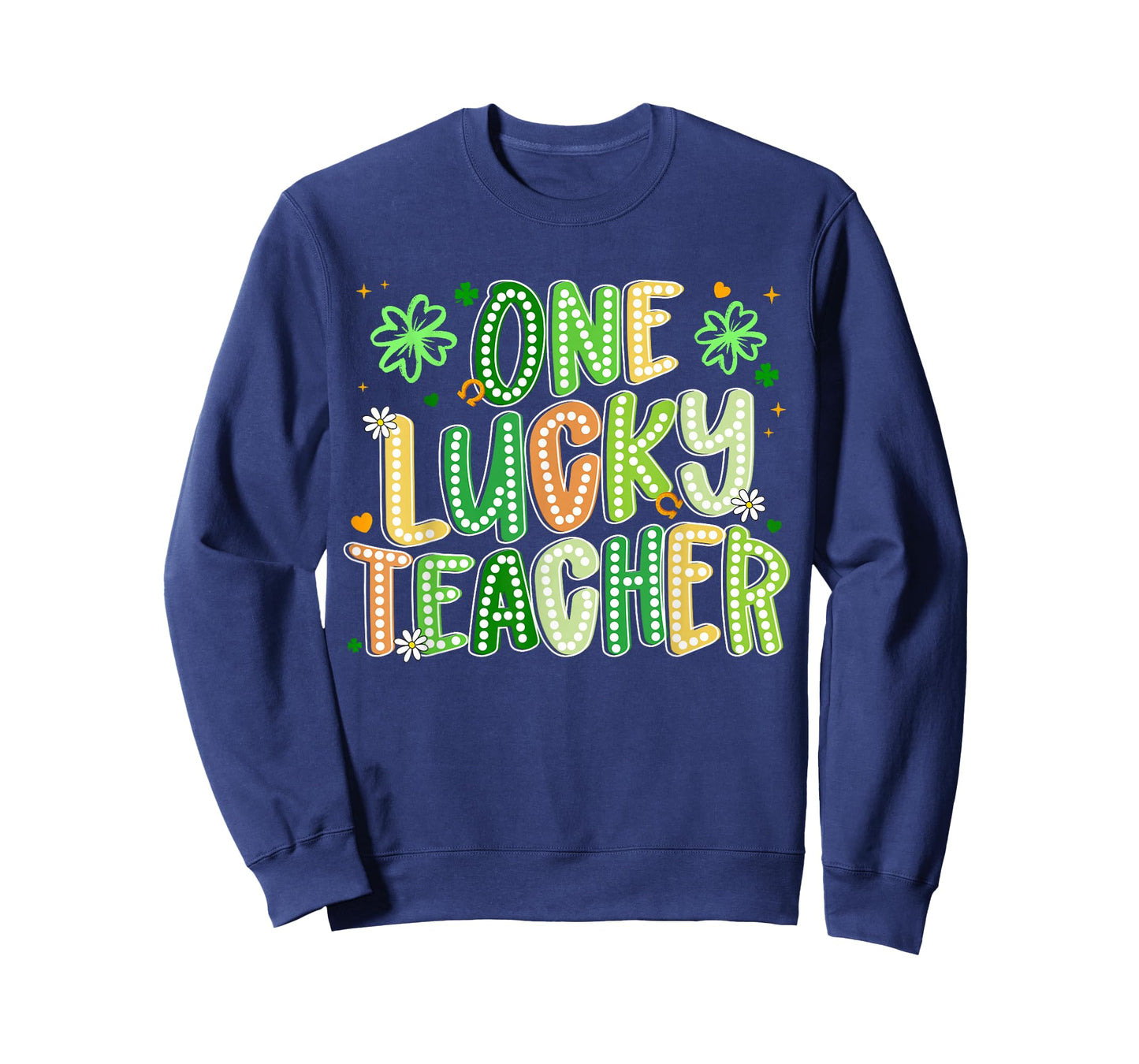 St Patricks Day One Lucky Teacher Groovy Retro Men Women T-Shirt