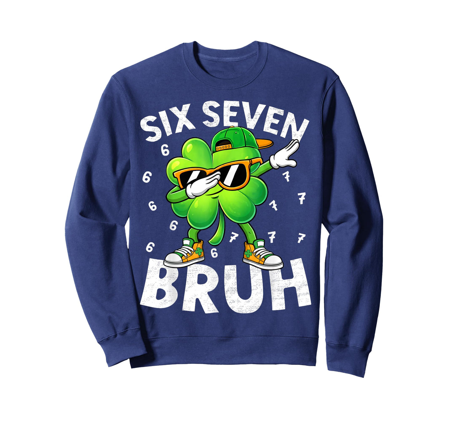 Funny Six Seven Bruh St Patricks Day Dabbing Shamrock Kids T-Shirt