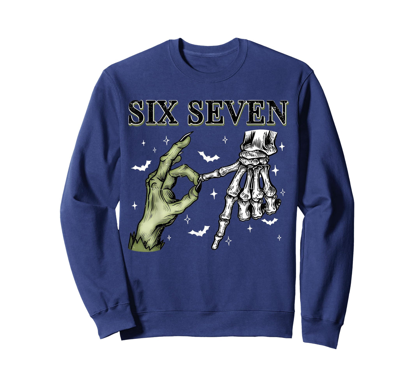 Halloween Kids Six Seven 6 7 Meme Funny Skeleton Hands Sign T-Shirt