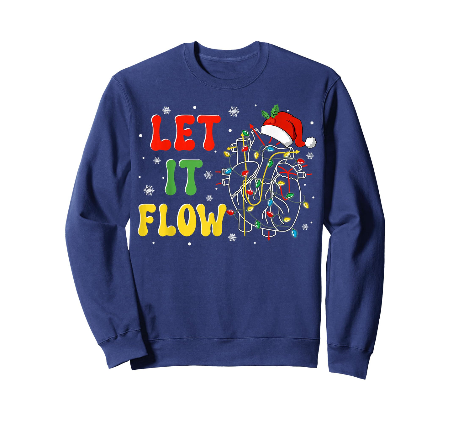 Funny Let It Flow Anatomy Heart Cardiac Nurse Santa Hat Xmas T-Shirt