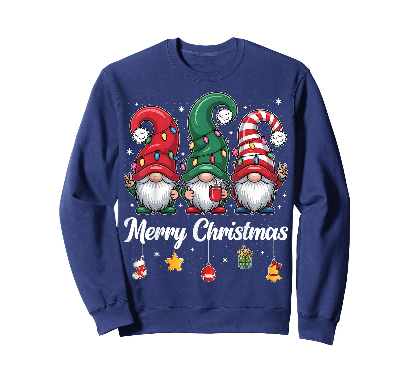 Cute Three Gnomes Merry Christmas Women Girls Kids Family T-Shirt