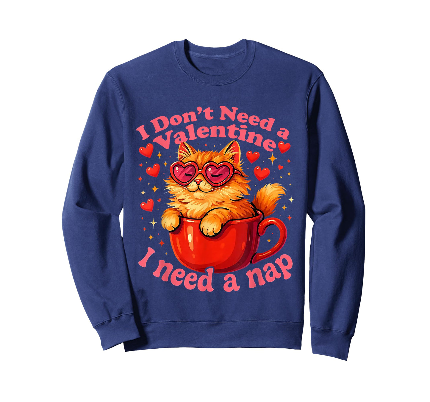 Valentine Cat Nap Funny Cozy Sleep Design T-Shirt