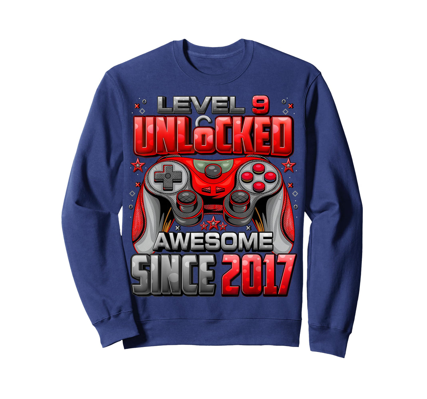 Level 9 Unlocked Awesome Since 2017 9th Birthday Gaming T-Shirt