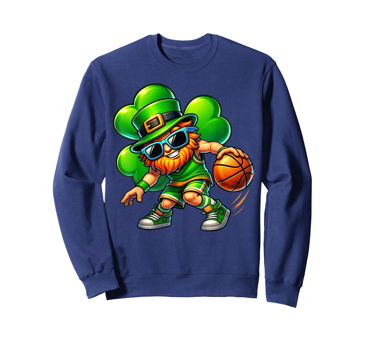 Funny Leprechaun Playing Basketball Men Kid Boys Patrick Day T-Shirt
