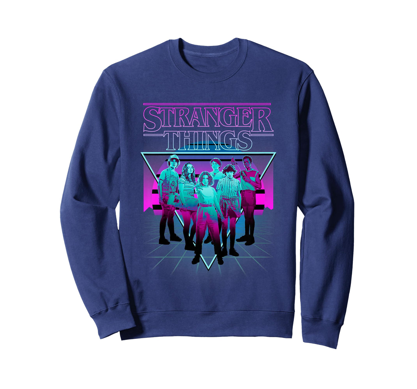 Stranger Things Group Shot Neon Triangle T-Shirt