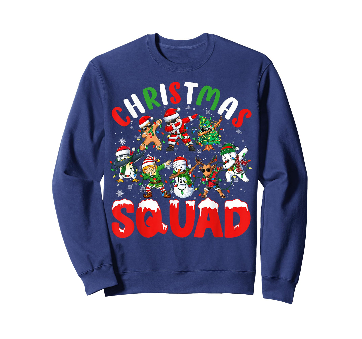 Dabbing Santa Xmas Lights Men Women Kids Funny Christmas T-Shirt
