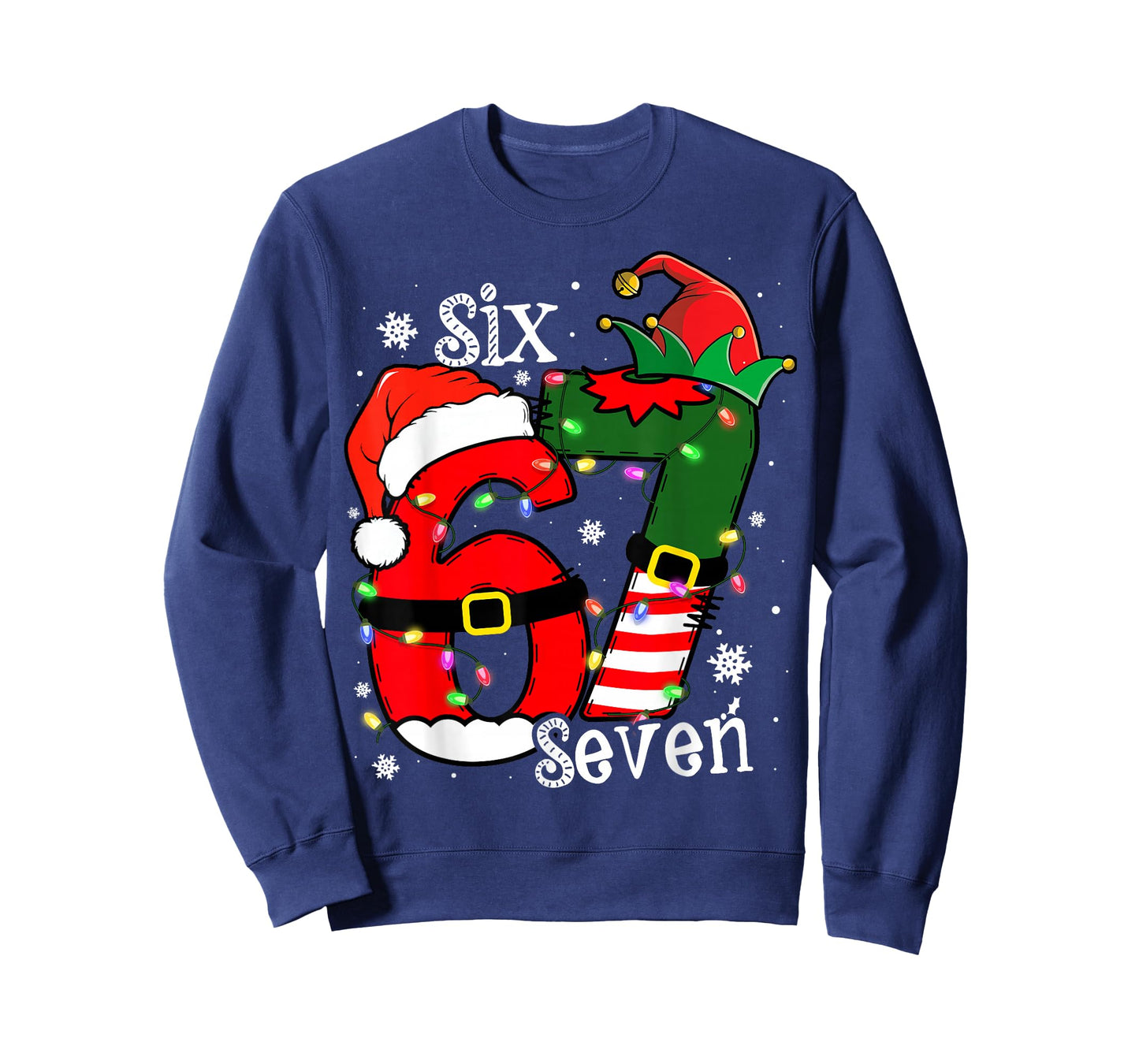 Funny Six Seven 67 Meme 6 7 Elf Santa Christmas Pajamas Kids T-Shirt