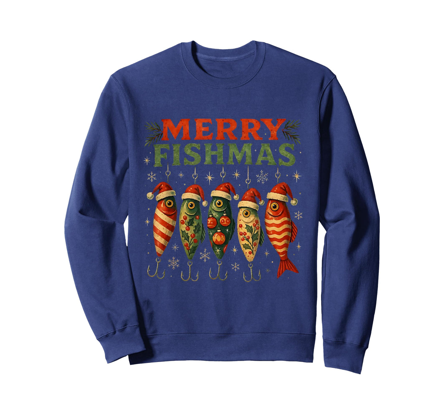 Merry Fishmas Funny Fishing Christmas Design T-Shirt