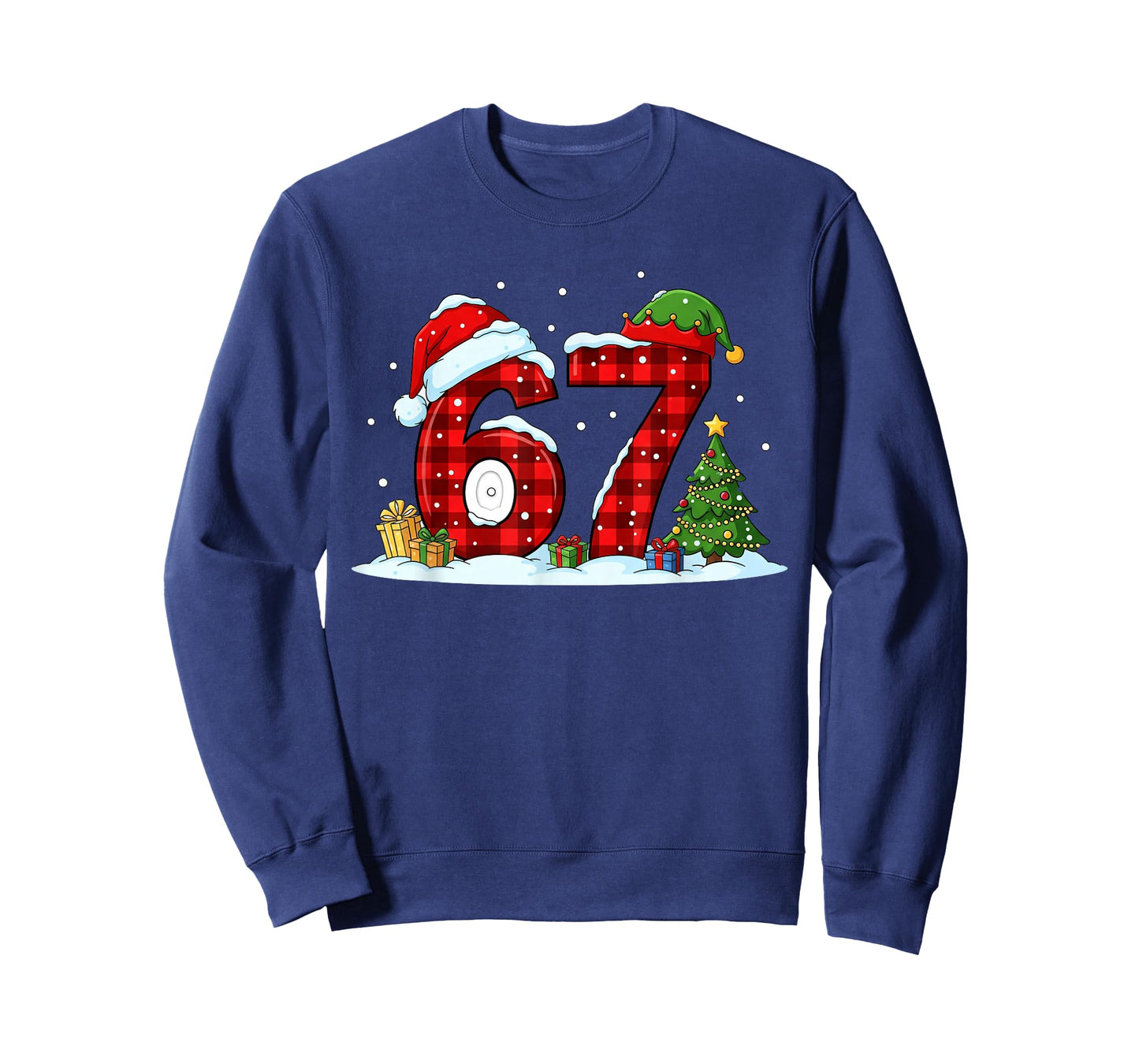 Funny 67 Meme Six Seven Christmas Buffalo Red Plaid Pajama T-Shirt