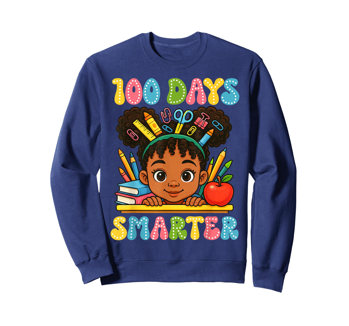 100th Day of School 100 Days Smarter Messy Bun Black Girls T-Shirt