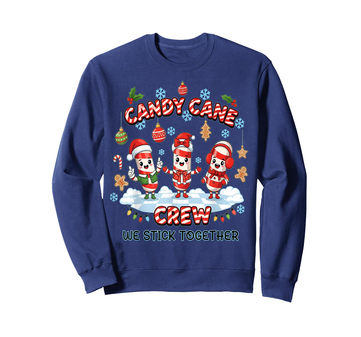 Christmas Candy Cane Crew Stick Together Xmas Women Men Kids T-Shirt