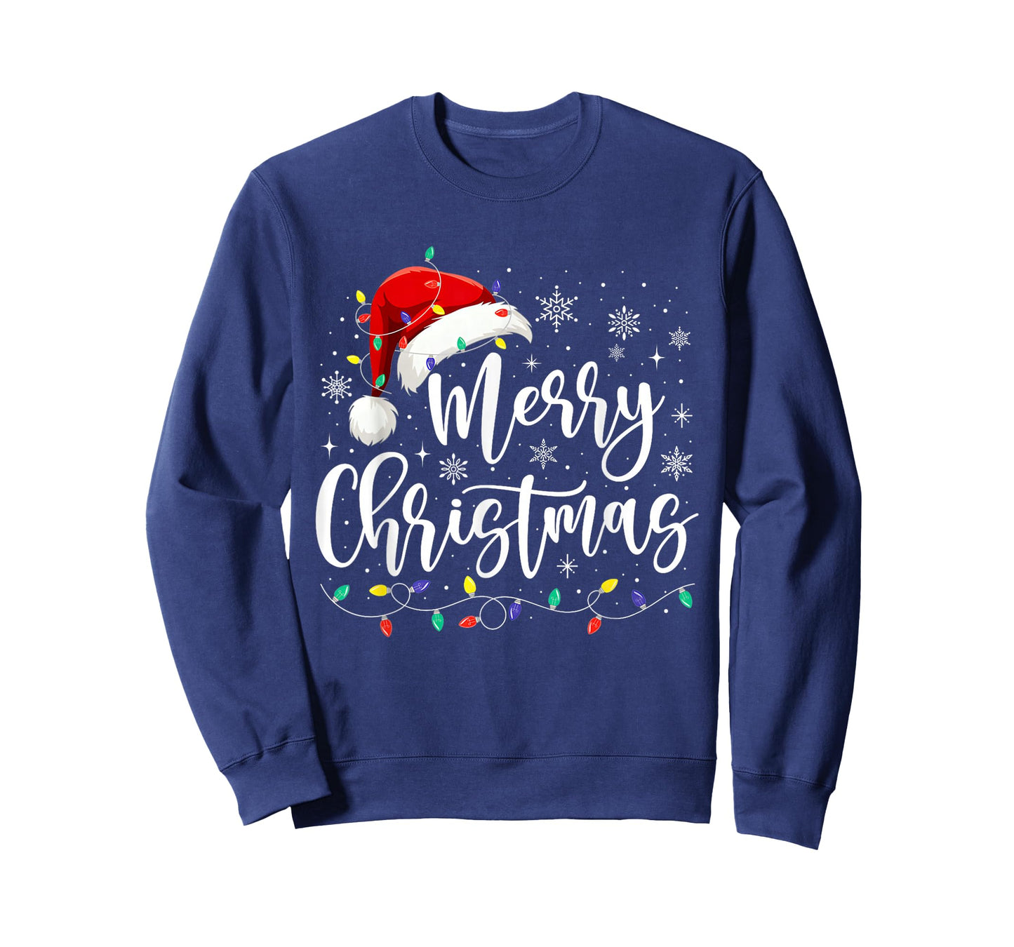 Merry Christmas Lights Red Santa Hat Xmas Family Men Women T-Shirt