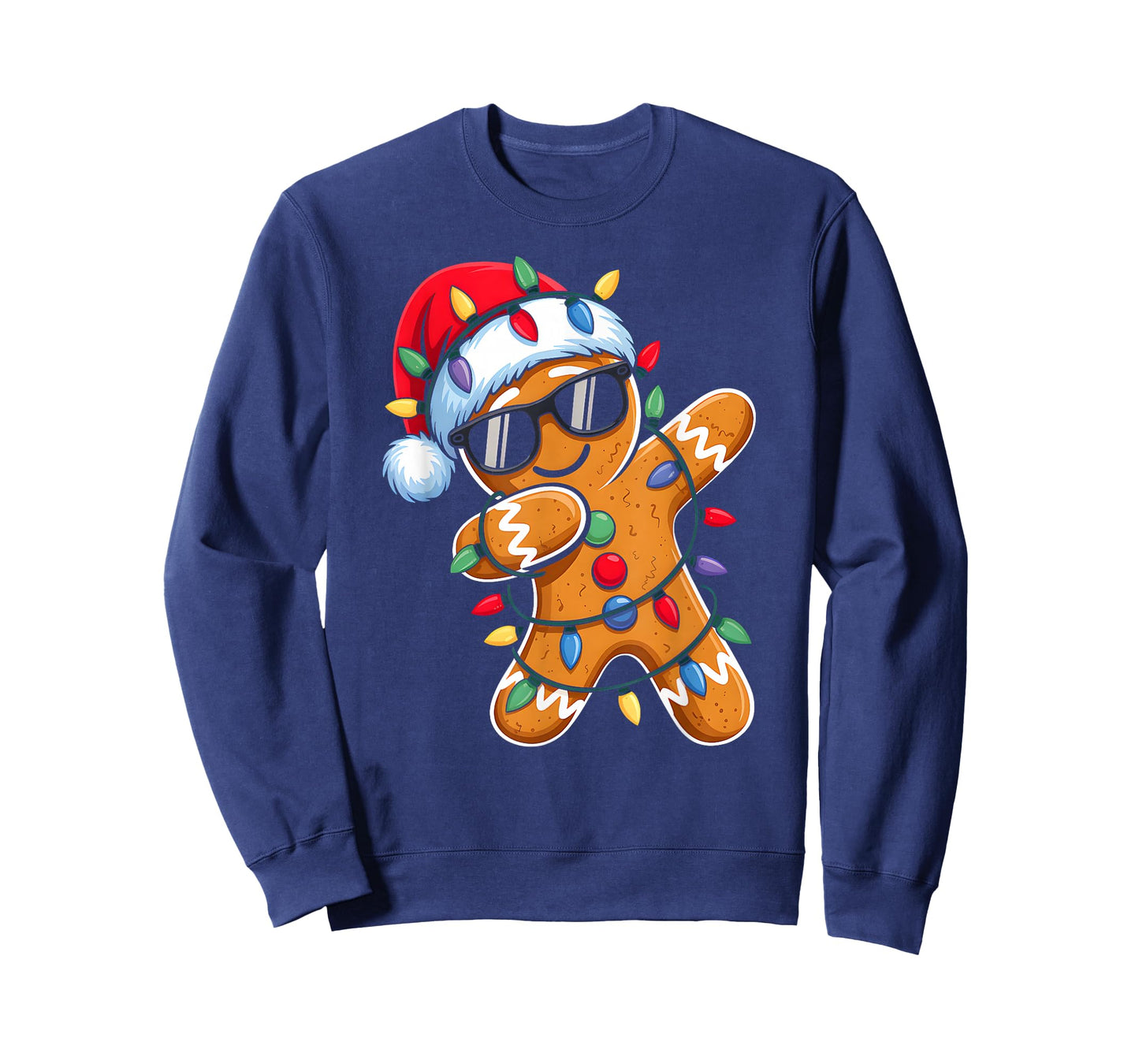 Dabbing Gingerbread Christmas Lights Santa Hat Xmas Pajamas T-Shirt