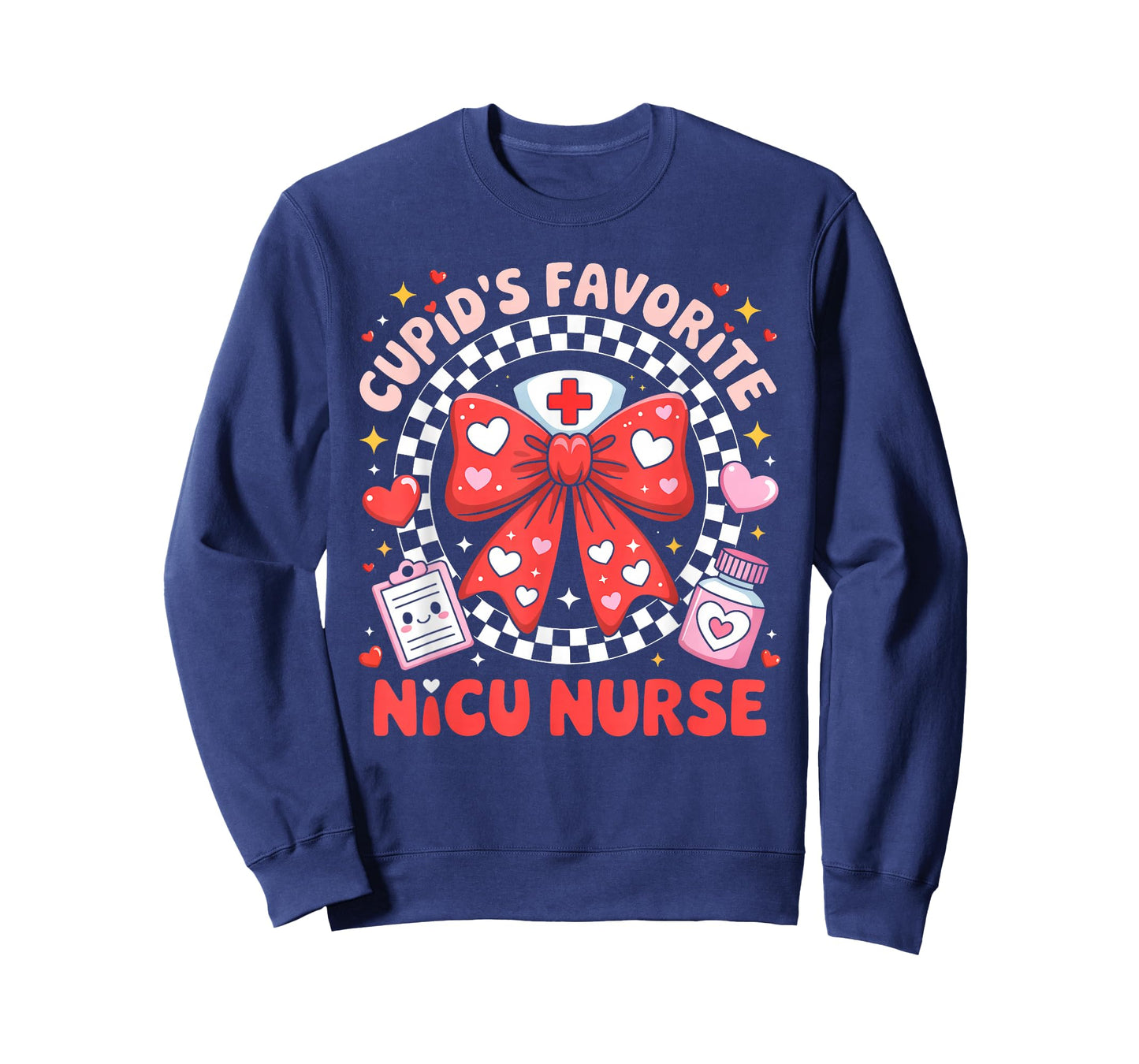 Cupids Favorite NICU Nurse Valentine Coquette Bow Girl Women T-Shirt
