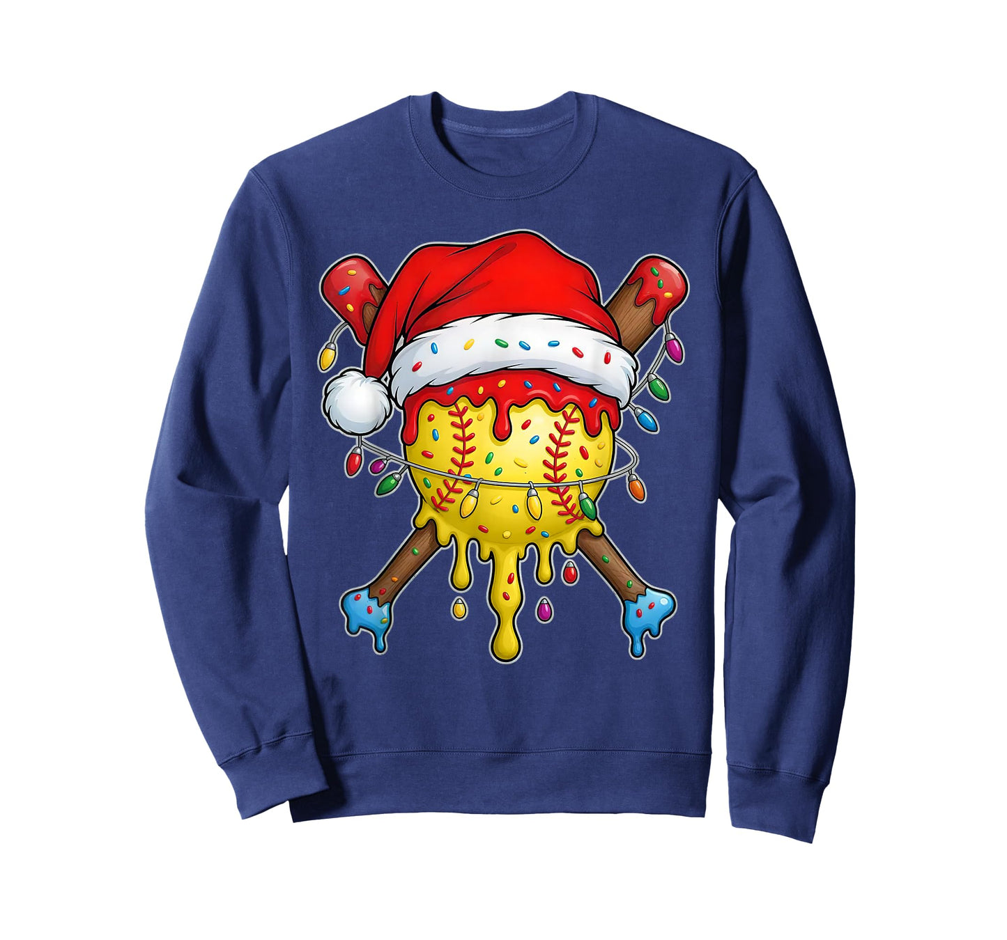 Santa Sports Design for Men Boys Christmas Softball Drip T-Shirt