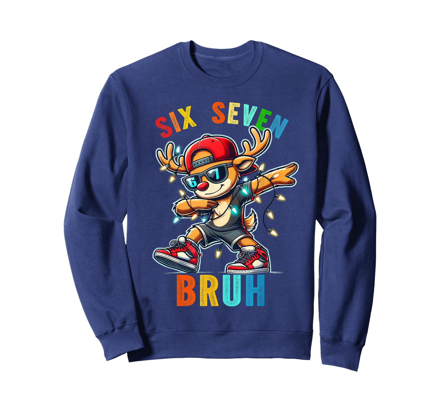 Meme 6 7 Reindeer Dabbing Six Seven Bruh for Men Women Kids T-Shirt