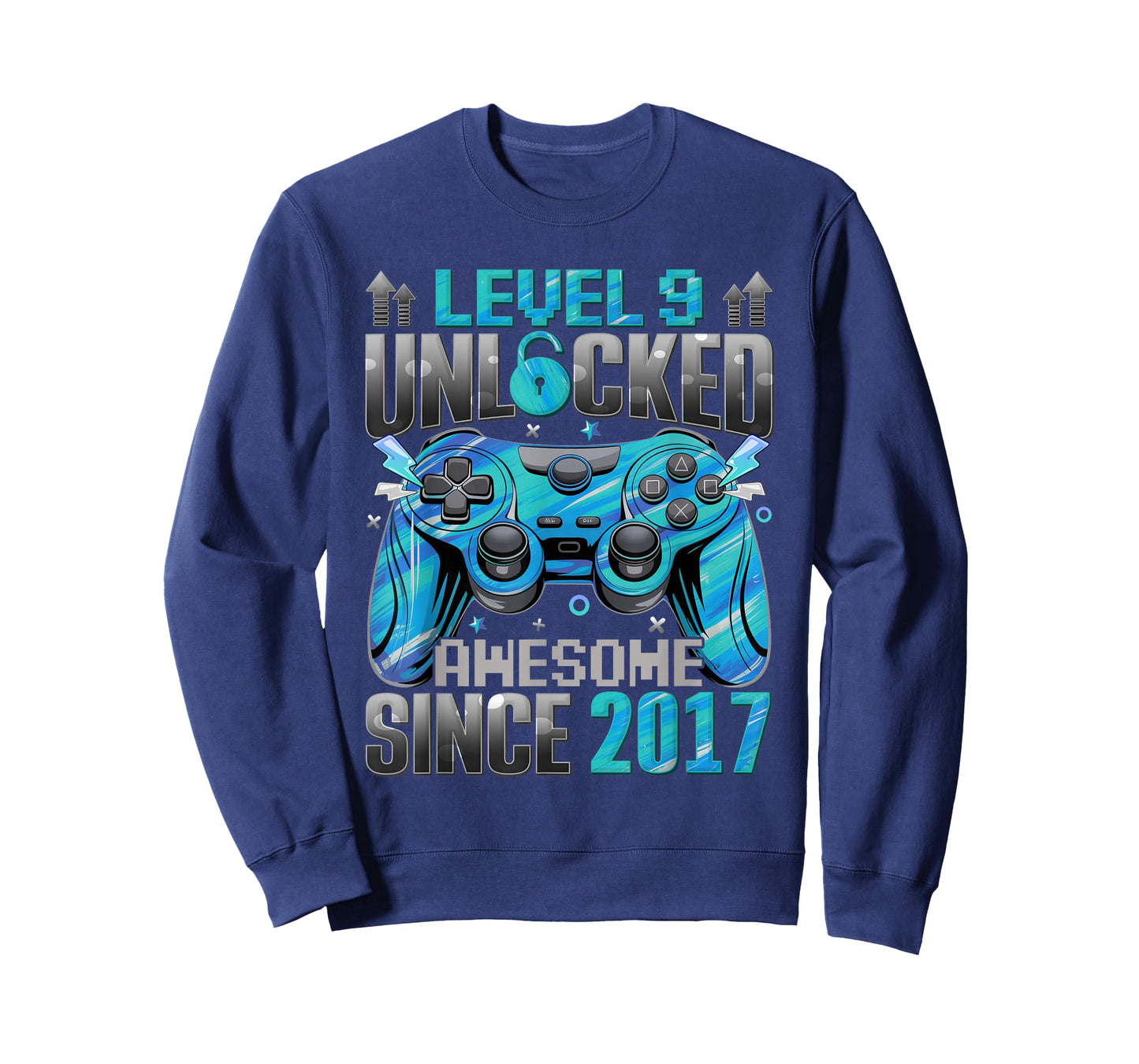 Level 9 Unlocked Awesome Since 2017 9th Birthday Gaming Boys T-Shirt