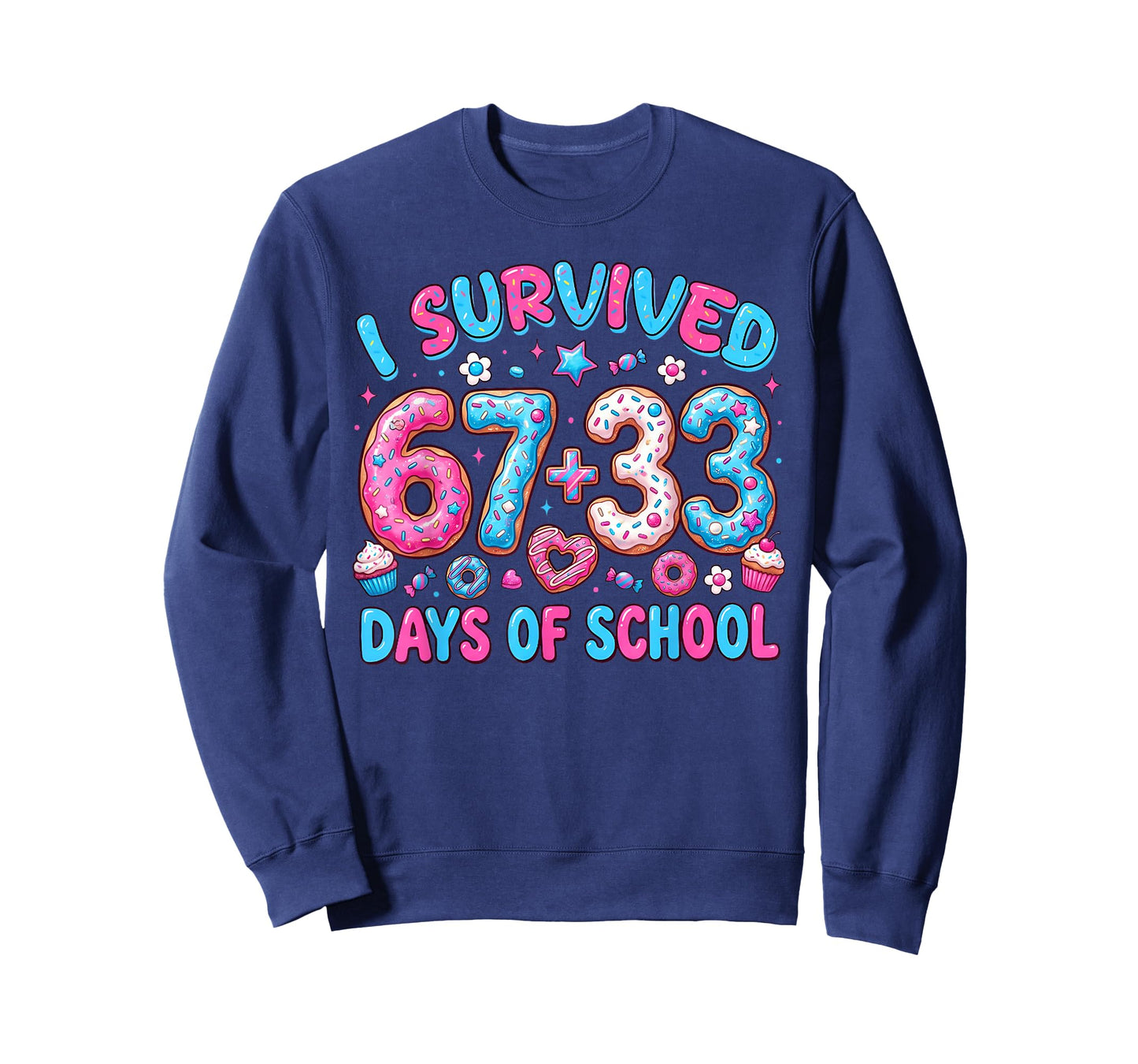 I Survived 67 + 33 Day of School Six Seven Donut Teacher Kid T-Shirt