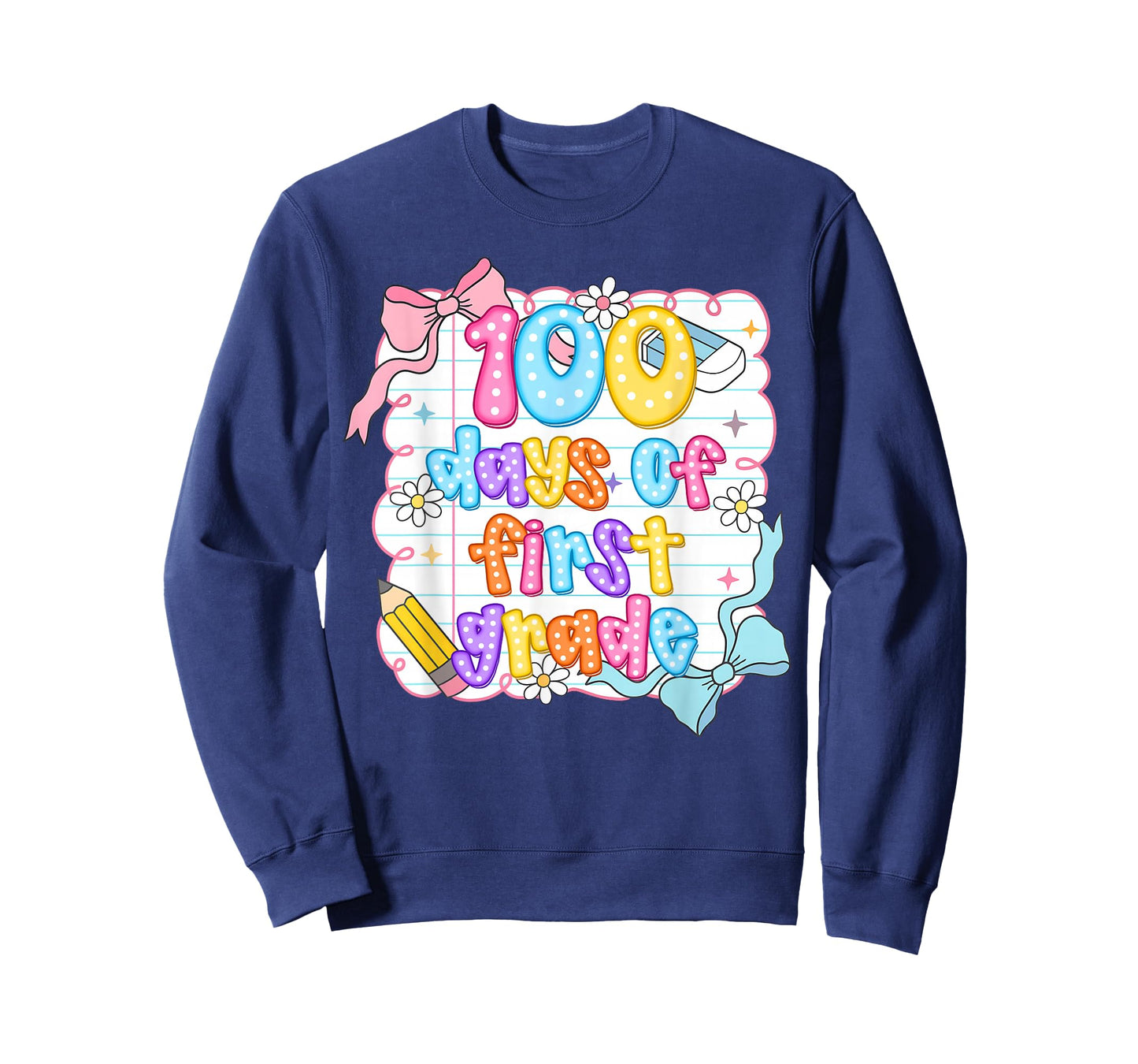 Preppy 100 Days of First Grade Coquette Bow Teacher Kid T-Shirt
