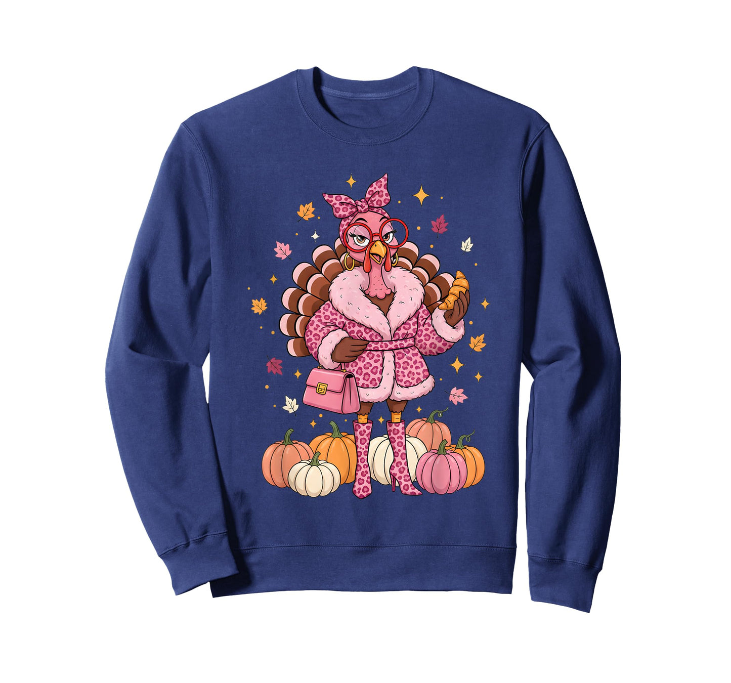 Thanksgiving Turkey Pink Retro Fall Fashion Queen T-Shirt