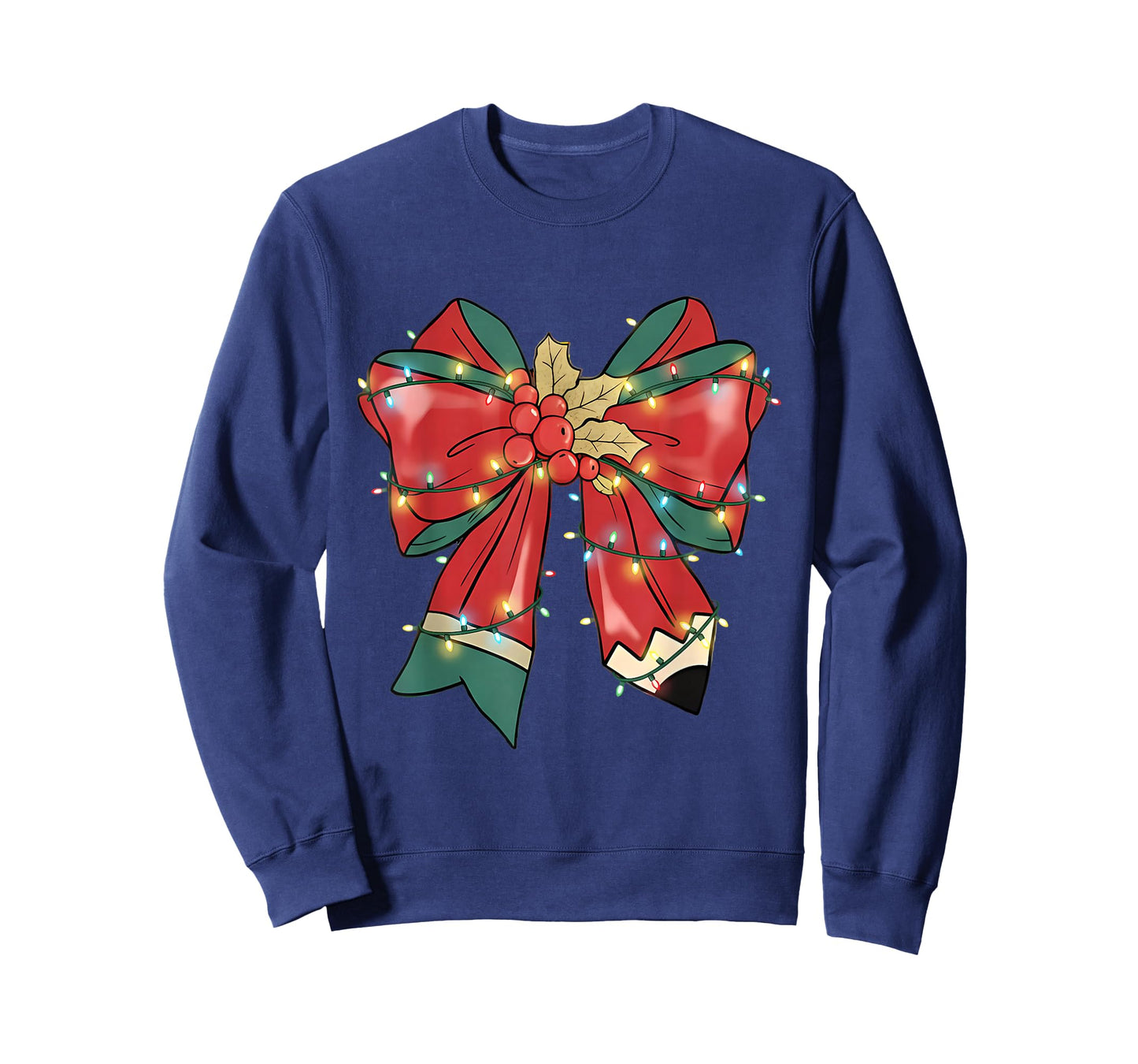 Teacher Christmas Bow Coquette Pencil Xmas Men Women Kids T-Shirt