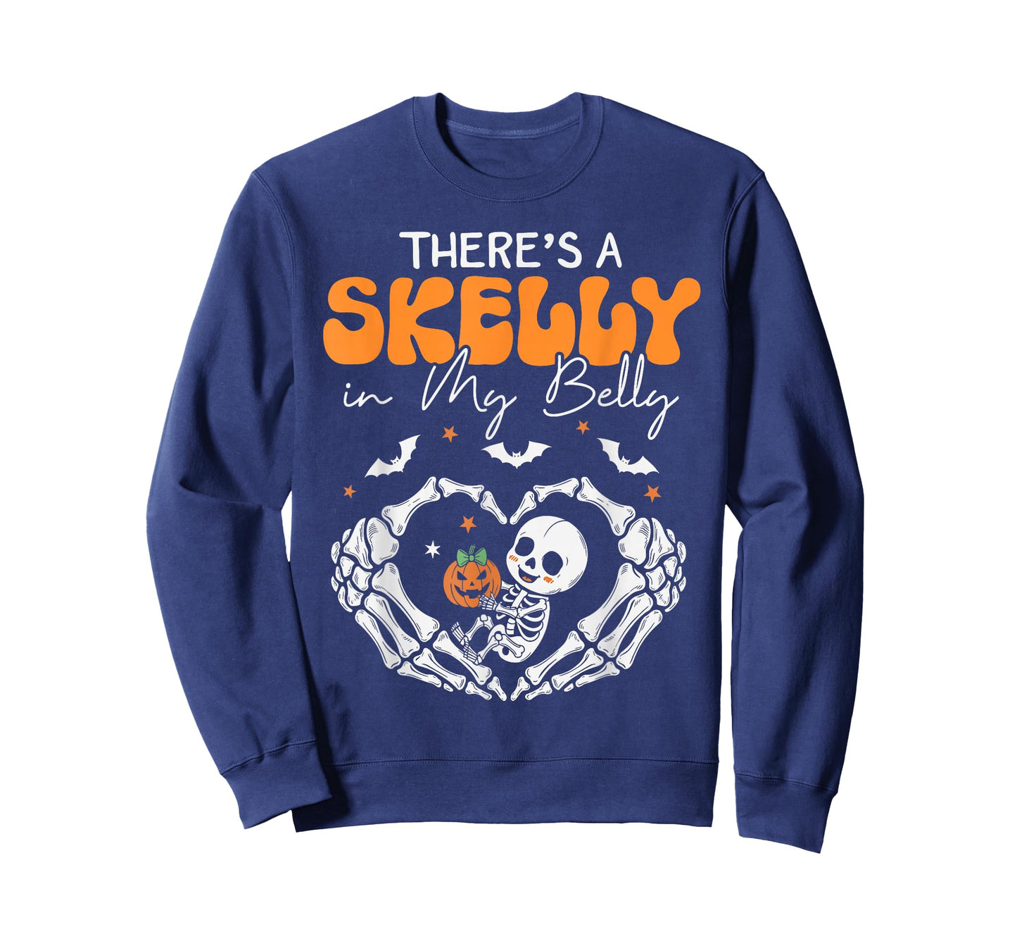 There's A Skelly in My Belly Funny Halloween Pregnancy Women T-Shirt