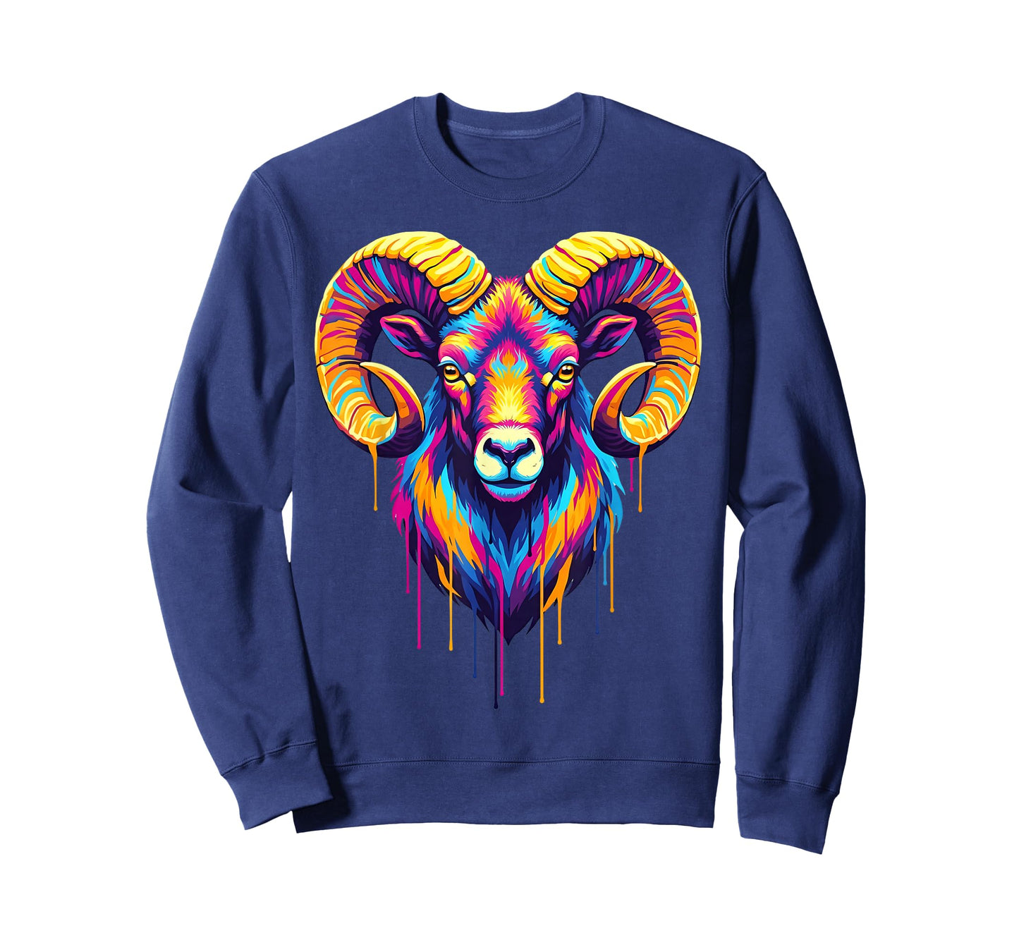 Colourful Cool Ram Head in Vivid Shades Artistic Designed T-Shirt