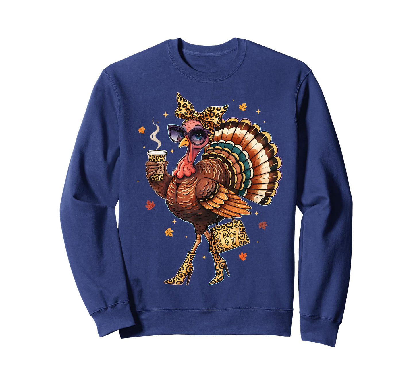 Leopard Coffee 67 Meme Funny Thanksgiving Turkey Women T-Shirt