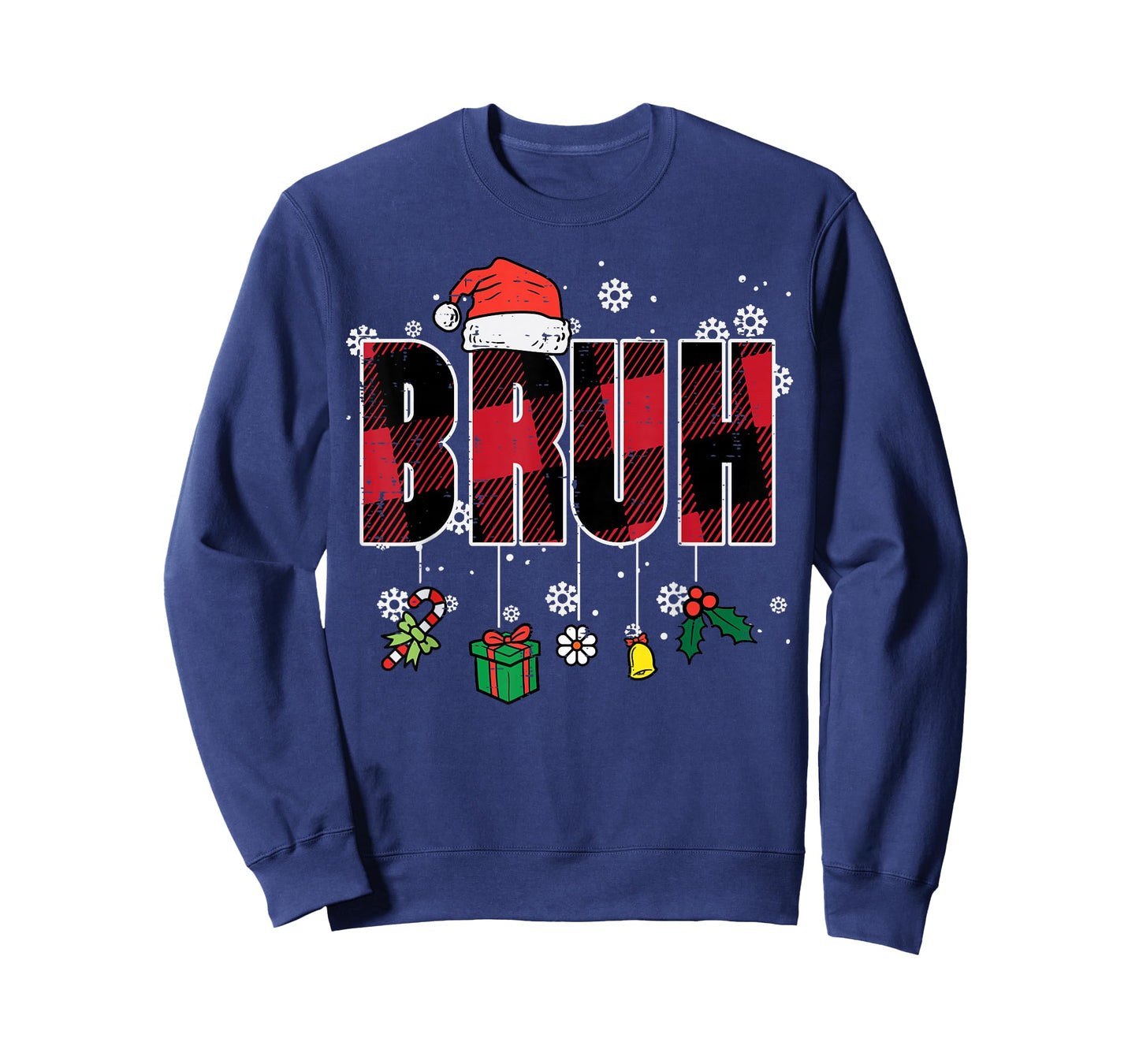 Christmas Red Plaid Bruh Vintage Xmas Meme Women Men Kids T-Shirt
