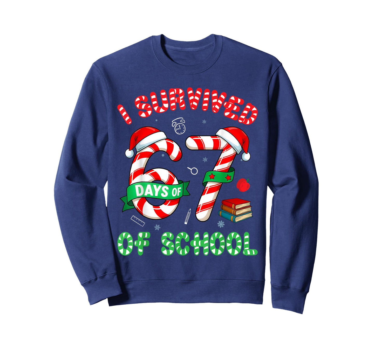 I Survived 67 Days of School Candy Cane Christmas Meme T-Shirt