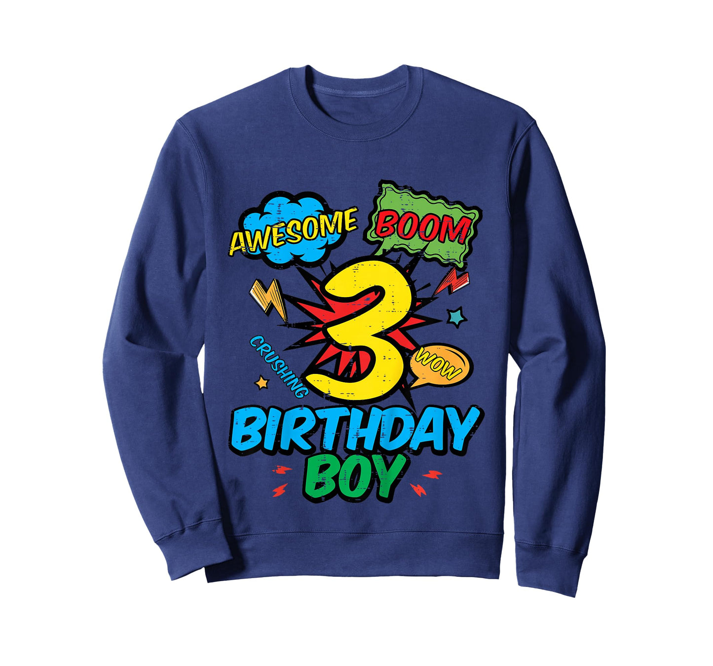 Kids 3 Birthday Boy Comic Cute 3rd Bday Superhero Party Boys Kids T-Shirt