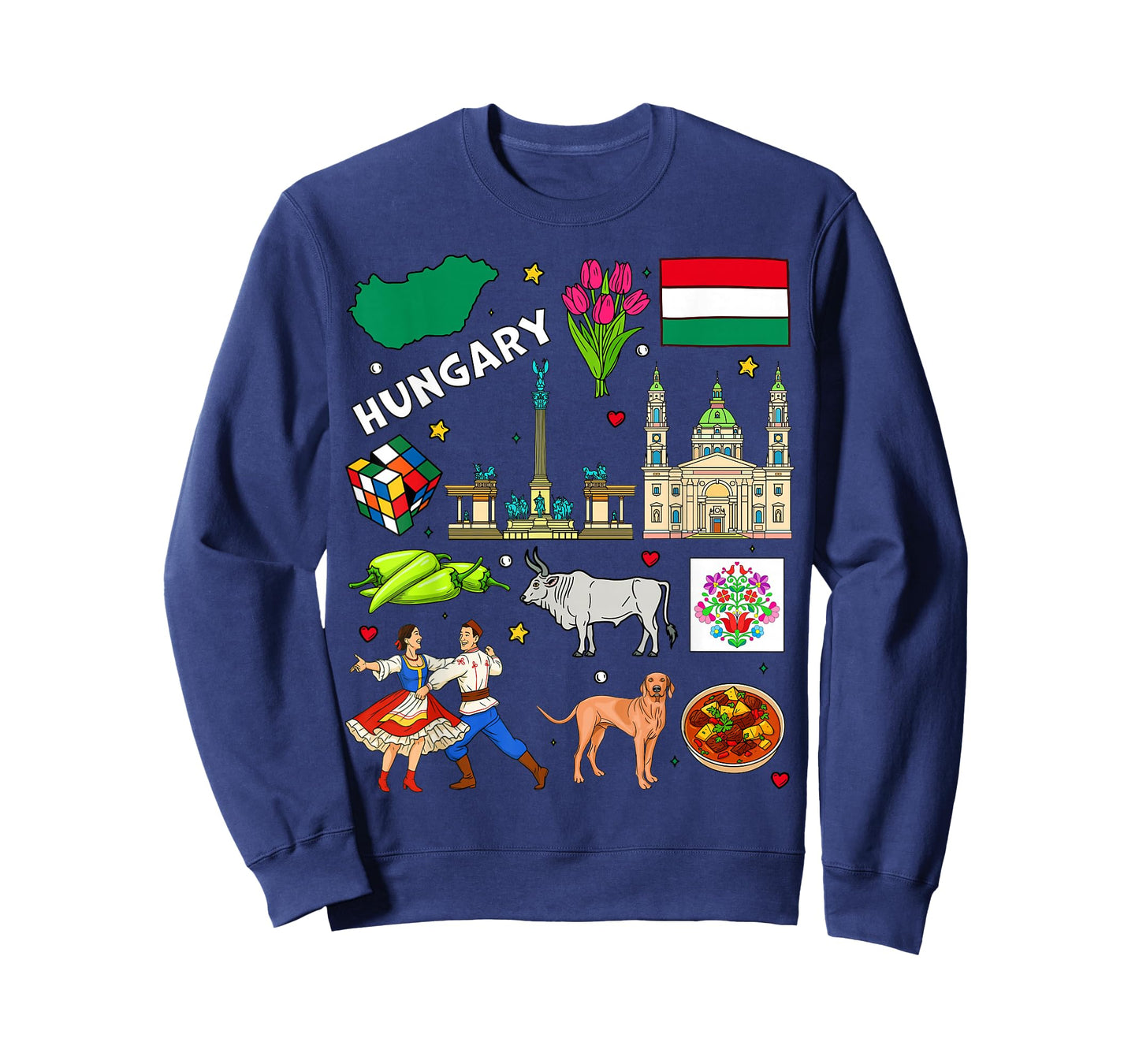 Hungary map and Flag. Hand Drawn Hungarian Landmarks T-Shirt