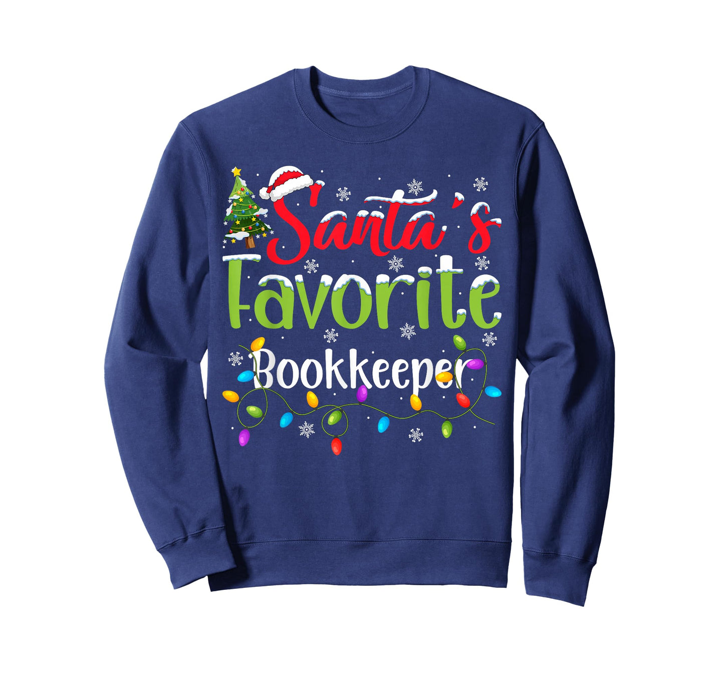 Santa Favorite Bookkeeper Christmas Lights Funny Family Xmas T-Shirt