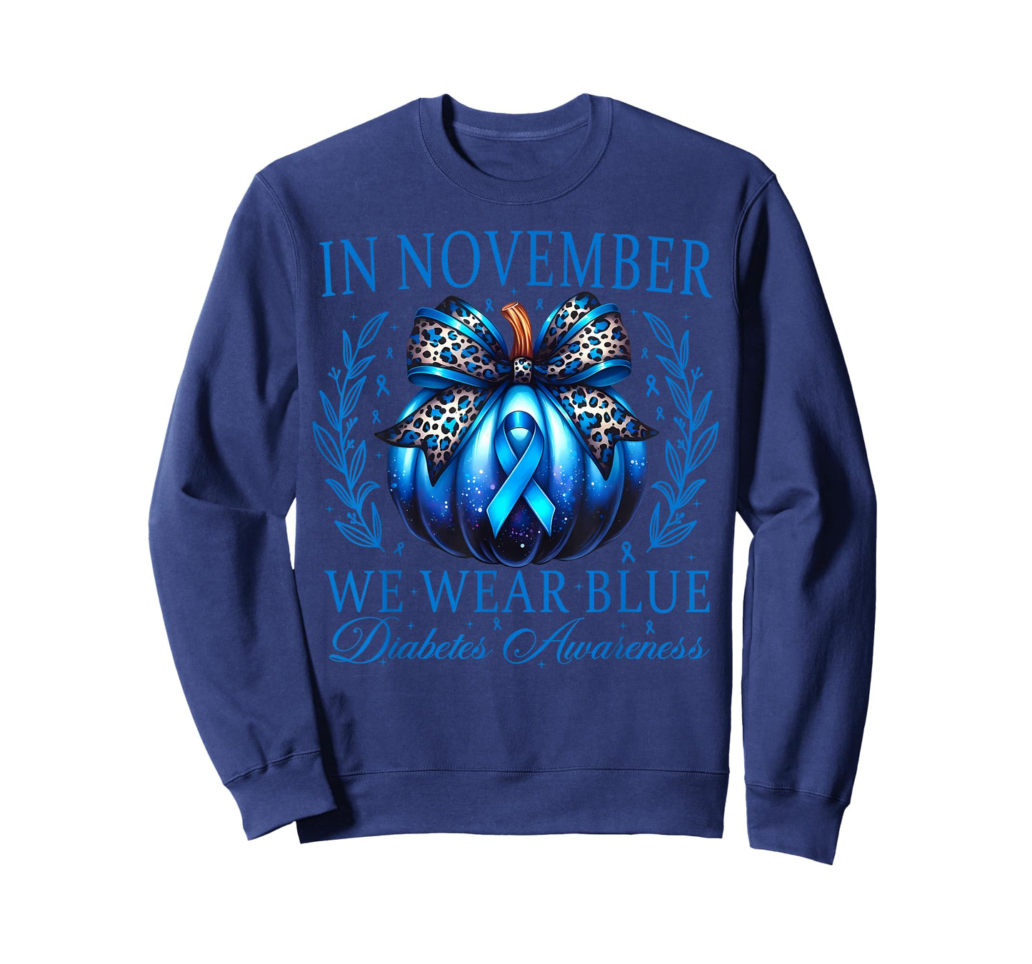in November We Wear Blue Diabetes Awareness Blue Ribbon T-Shirt