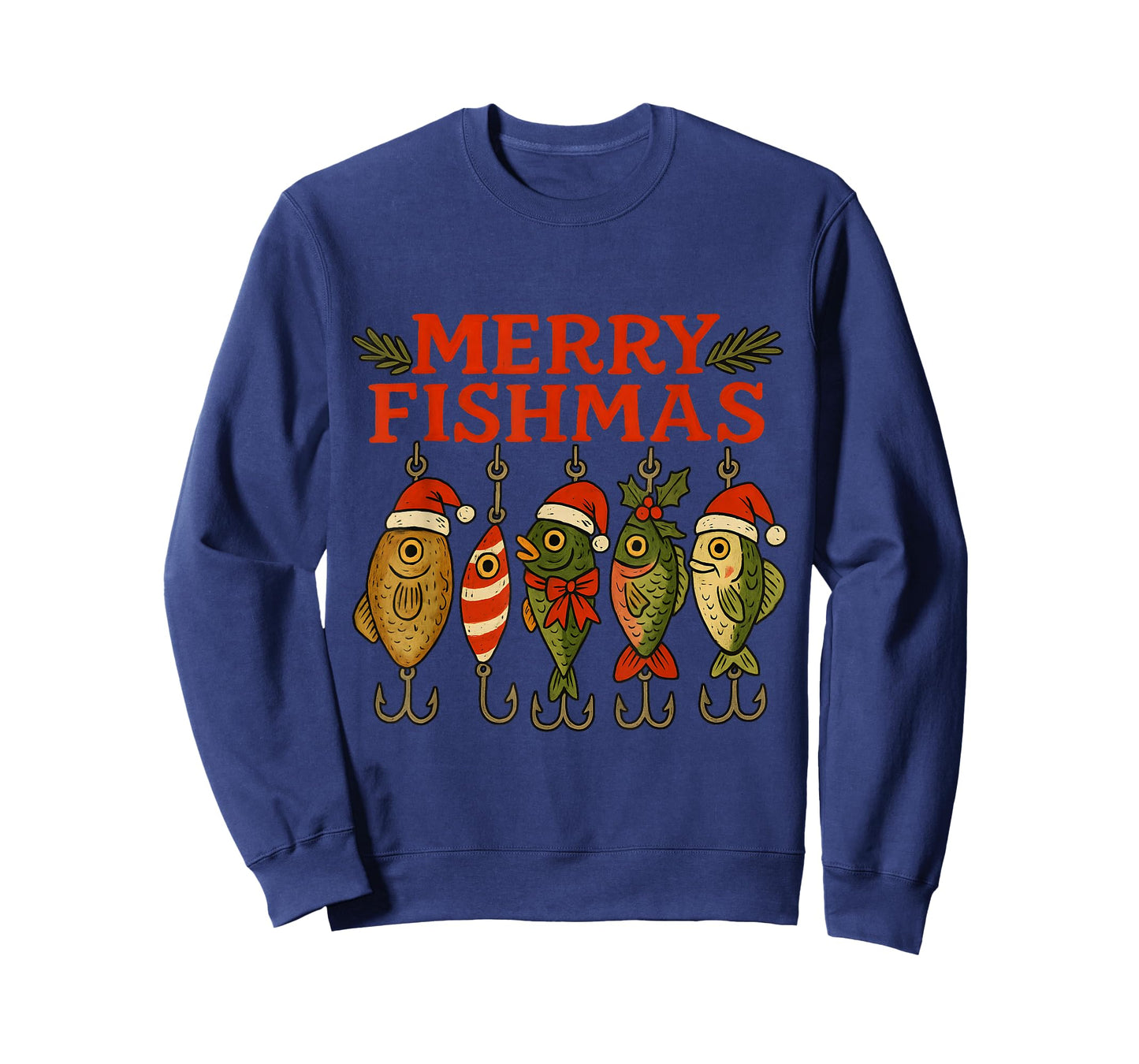 Merry Fishmas Funny Fishing Christmas Holiday Pun Design T-Shirt