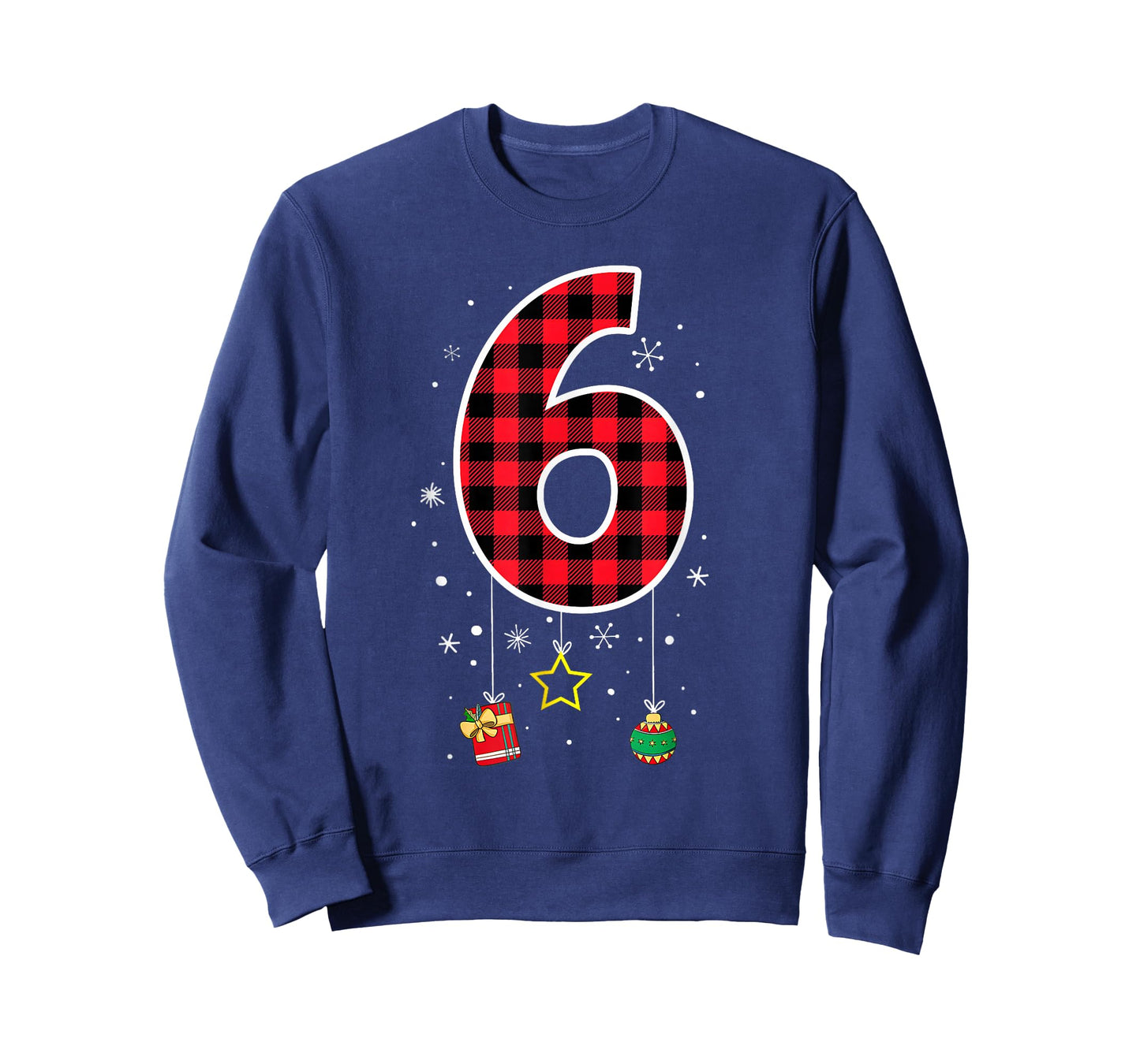 Number 6 Funny Meme Saying 6 7 Six Seven Christmas Red Plaid T-Shirt