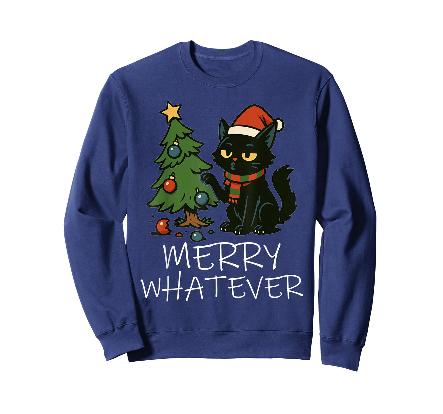 Funny Christmas Cat Tee, Grumpy Holiday Humor for Cat-Merry T-Shirt