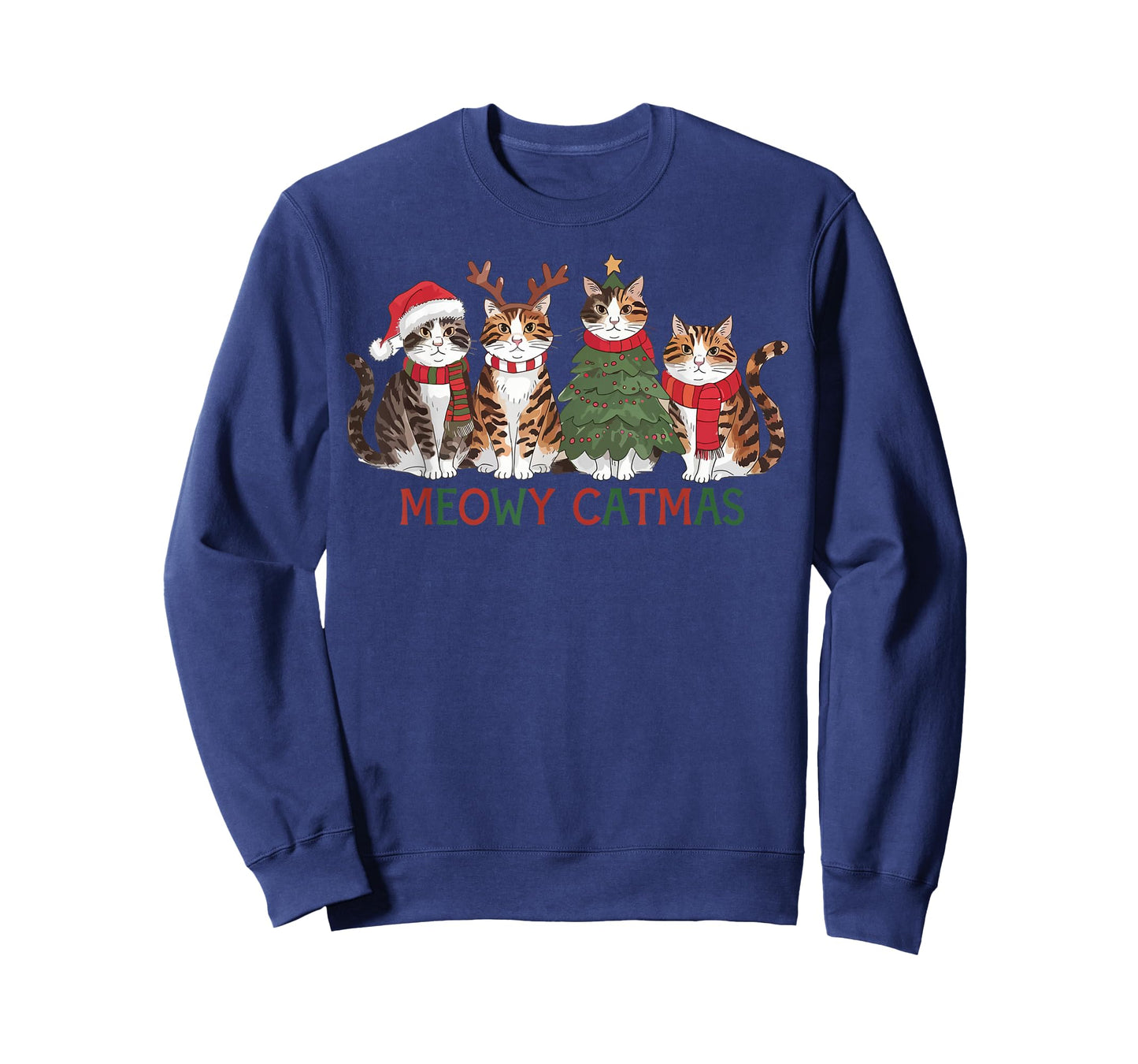 Meowy Catmas Cat Christmas Cute Kitten Cats Santa Hat Xmas T-Shirt